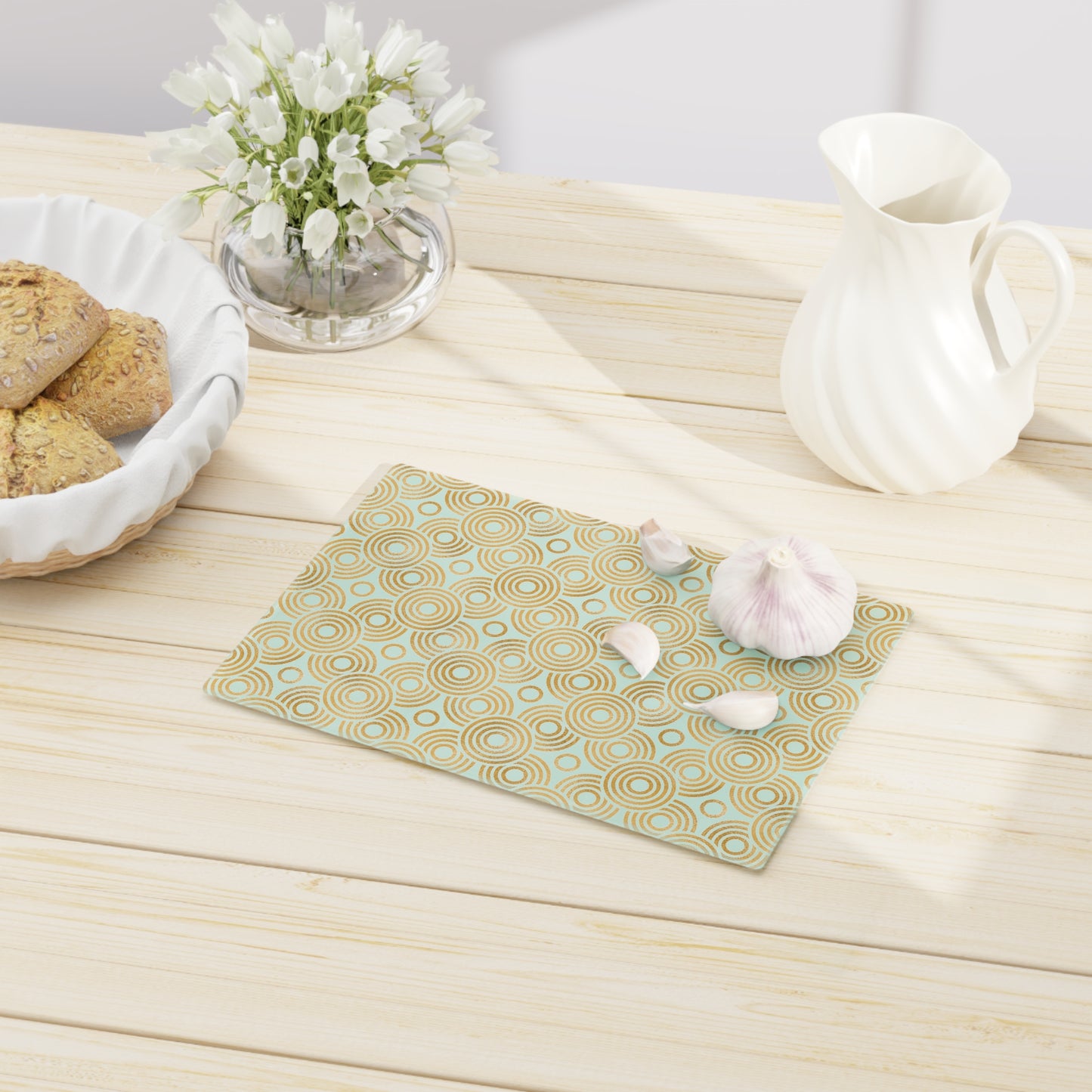 Elegant Geometric Glass Cutting Board | Kitchen Decor, Gift for Chefs, Home Cooking, Housewarming, Eco-Friendly, Hollywood Regency Decor - LOLA VEGAS ART