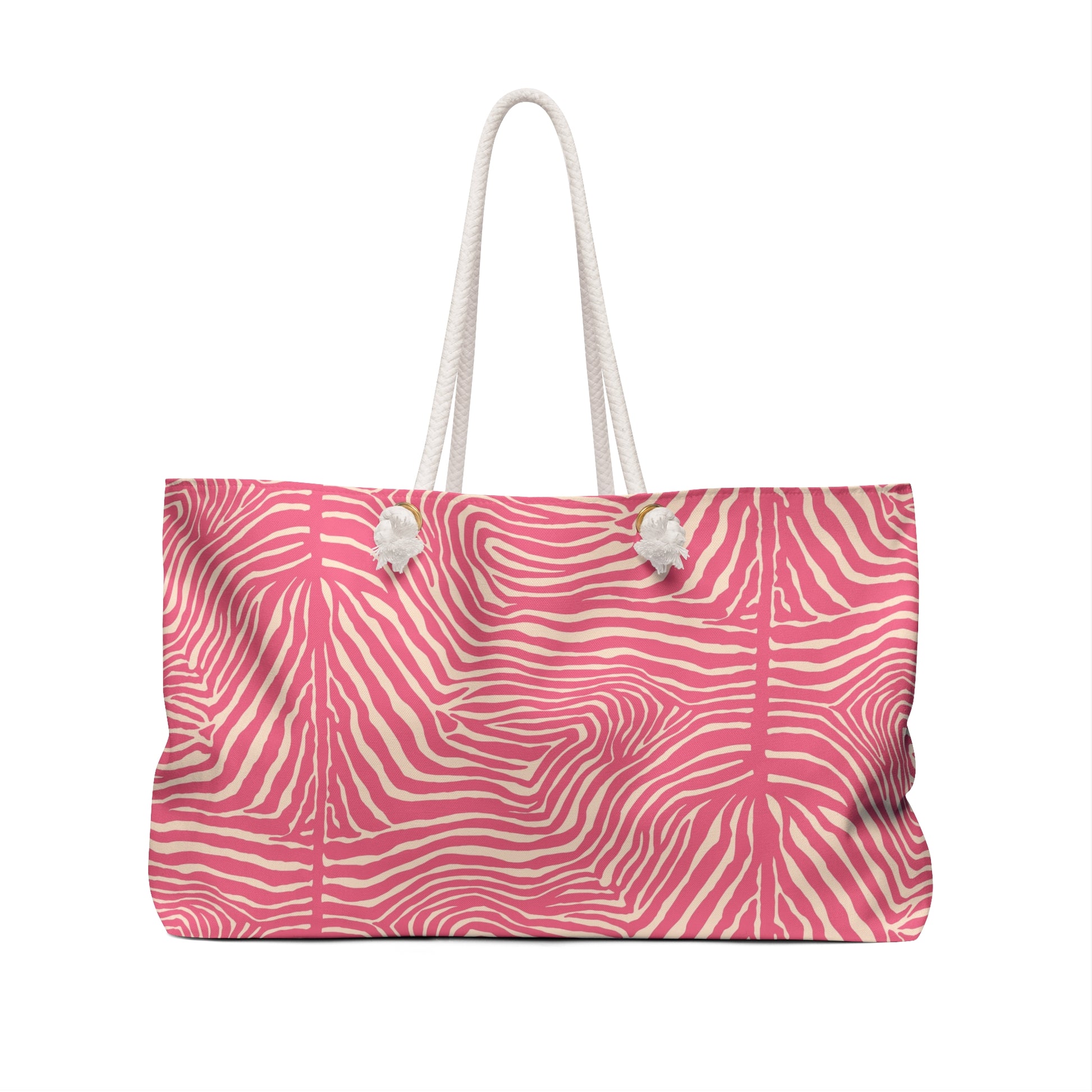 Chic Pink Zebra Weekender Bag, Stylish Travel Tote, Beach Bag, Gym Bag, Fashionable Carryall, Perfect for Getaways - LOLA VEGAS ART
