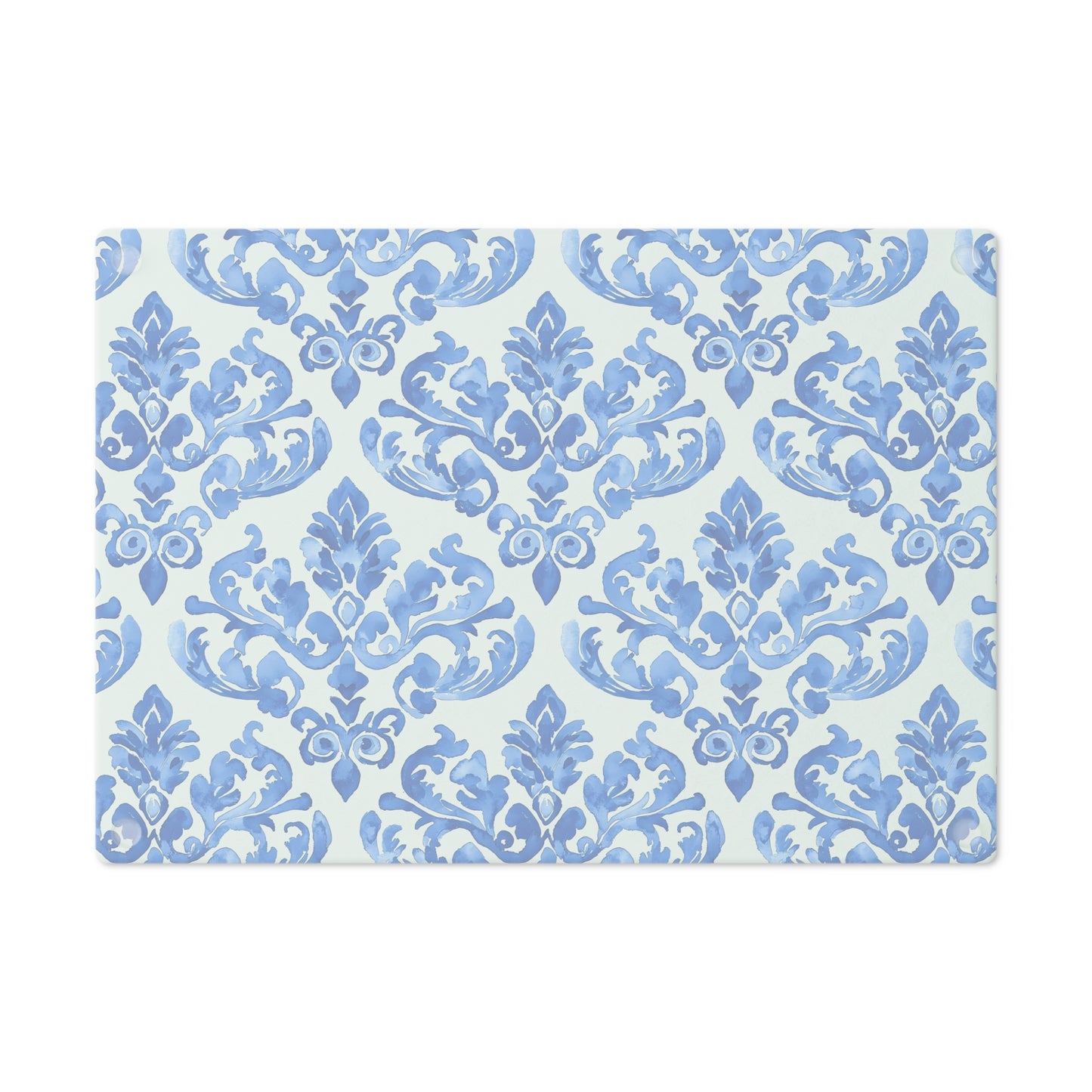 Elegant Floral Cutting Board, Kitchen Decor, Gift for Chefs, Wedding Gift, Serving Tray, Blue Damask Design - LOLA VEGAS ART
