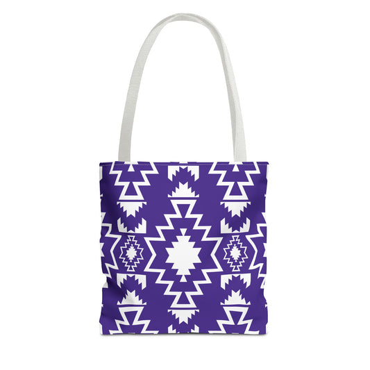 Purple and White Boho Chic Tote Bag | Purple Tribal Pattern | Eco-Friendly, Shopping Bag, Beach Tote, Gym Bag, Gift for Her, Southwestern - LOLA VEGAS ART