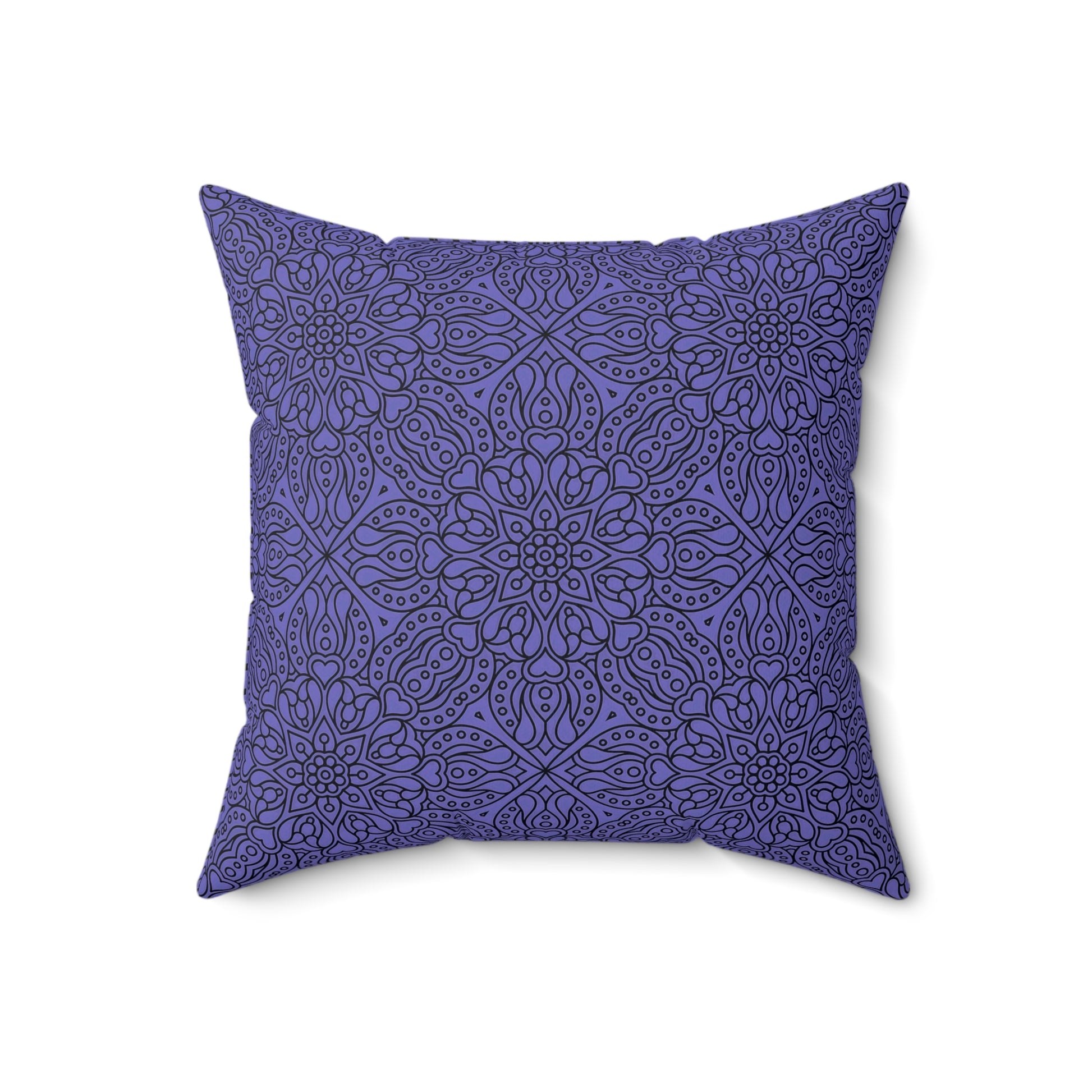 Purple and Black Boho Mandala Square Pillow, Cozy Home Decor, Unique Gift for Housewarming, Elegant Bedroom Accent, Meditation Cushion - LOLA VEGAS ART