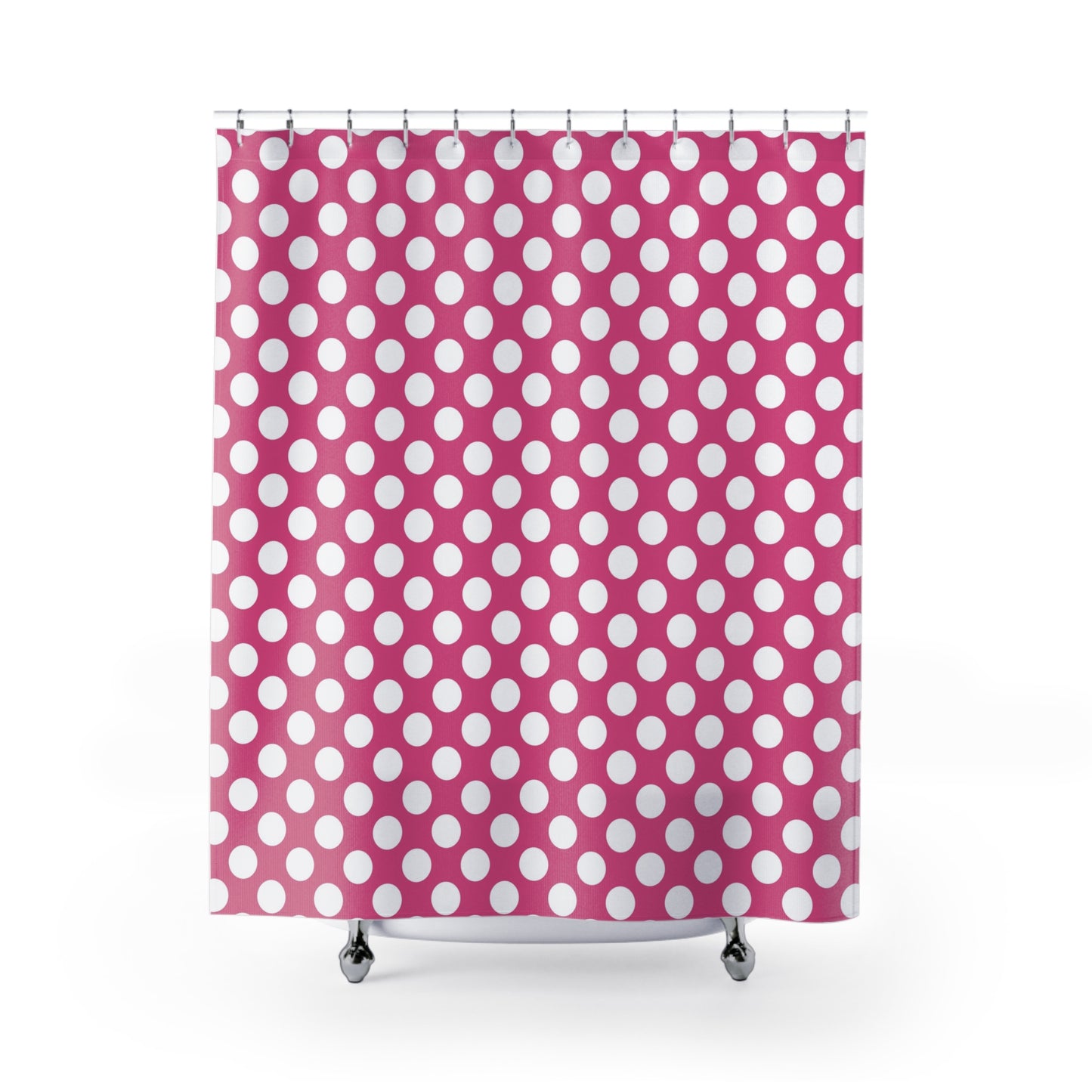 Fun Pink and White Polka Dot Shower Curtain, Vibrant Bathroom Decor, Polka Dot Gifts, Modern Home Accent, Kids Bathroom - LOLA VEGAS ART