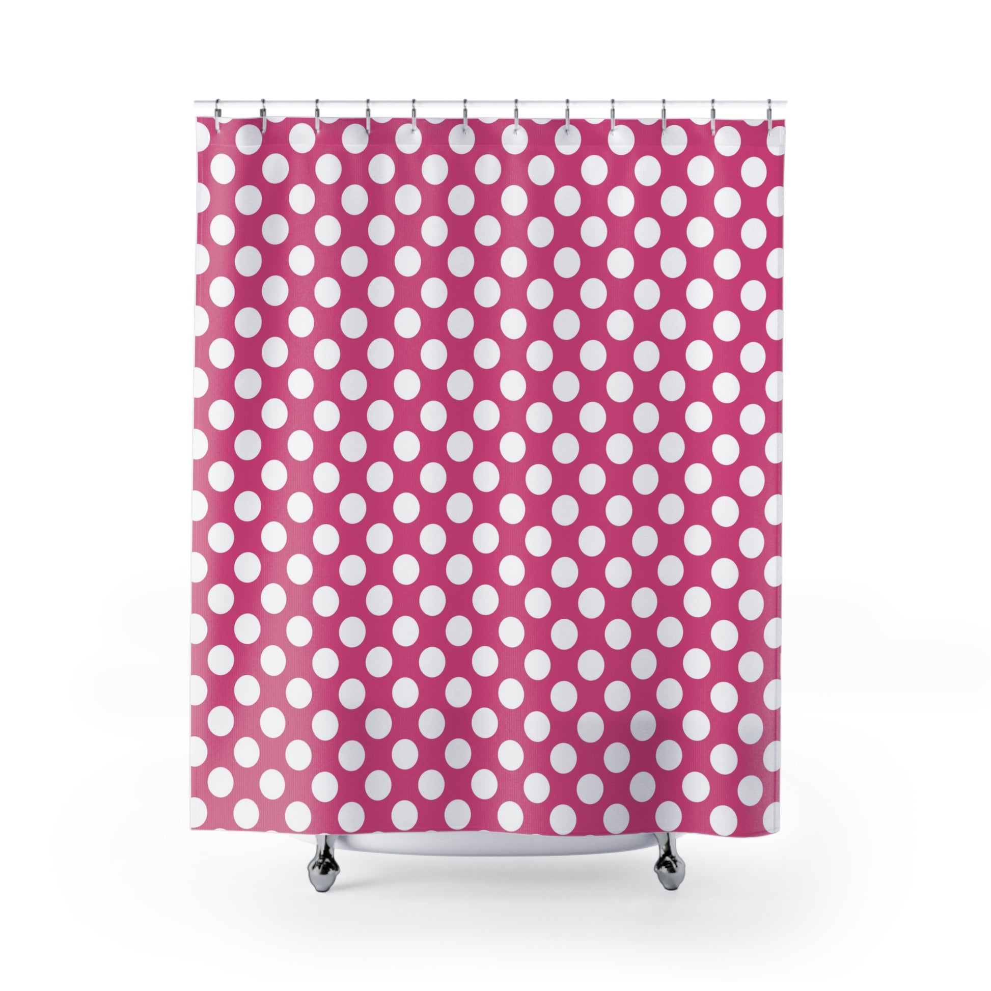 Fun Pink and White Polka Dot Shower Curtain, Vibrant Bathroom Decor, Polka Dot Gifts, Modern Home Accent, Kids Bathroom - LOLA VEGAS ART