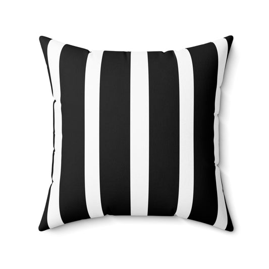 Hollywood Regency Spun Polyester Square Pillow - Black and White Striped Classy Decor, Elegant Cushion Cover, Modern Home Accent, Stylish - LOLA VEGAS ART