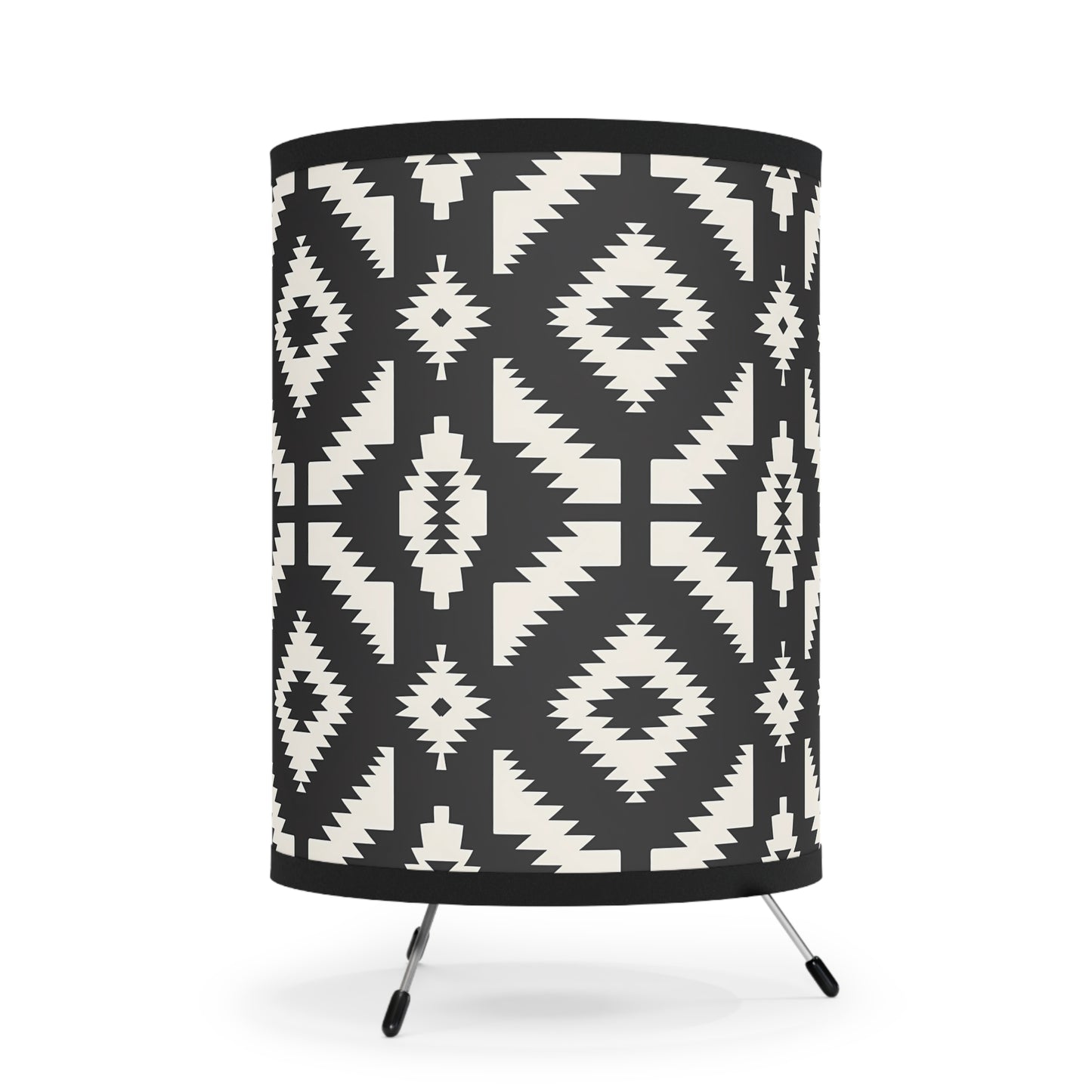 Tribal Print Tripod Lamp - Boho Decor, Artistic Lighting, Home Accent, Modern Design, Cozy Living Space, Stylish Gift Idea - LOLA VEGAS ART