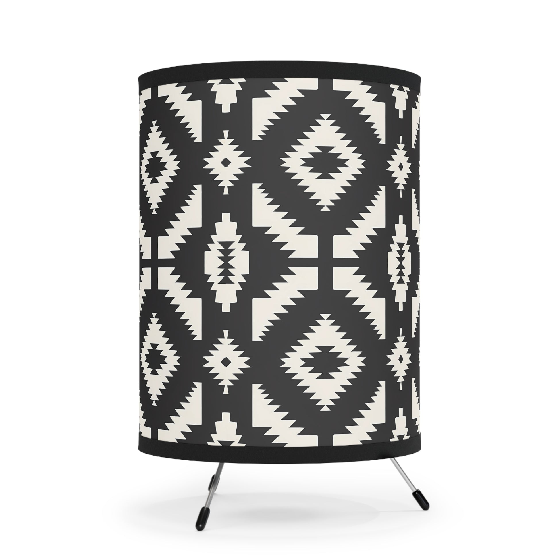 Tribal Print Tripod Lamp - Boho Decor, Artistic Lighting, Home Accent, Modern Design, Cozy Living Space, Stylish Gift Idea - LOLA VEGAS ART