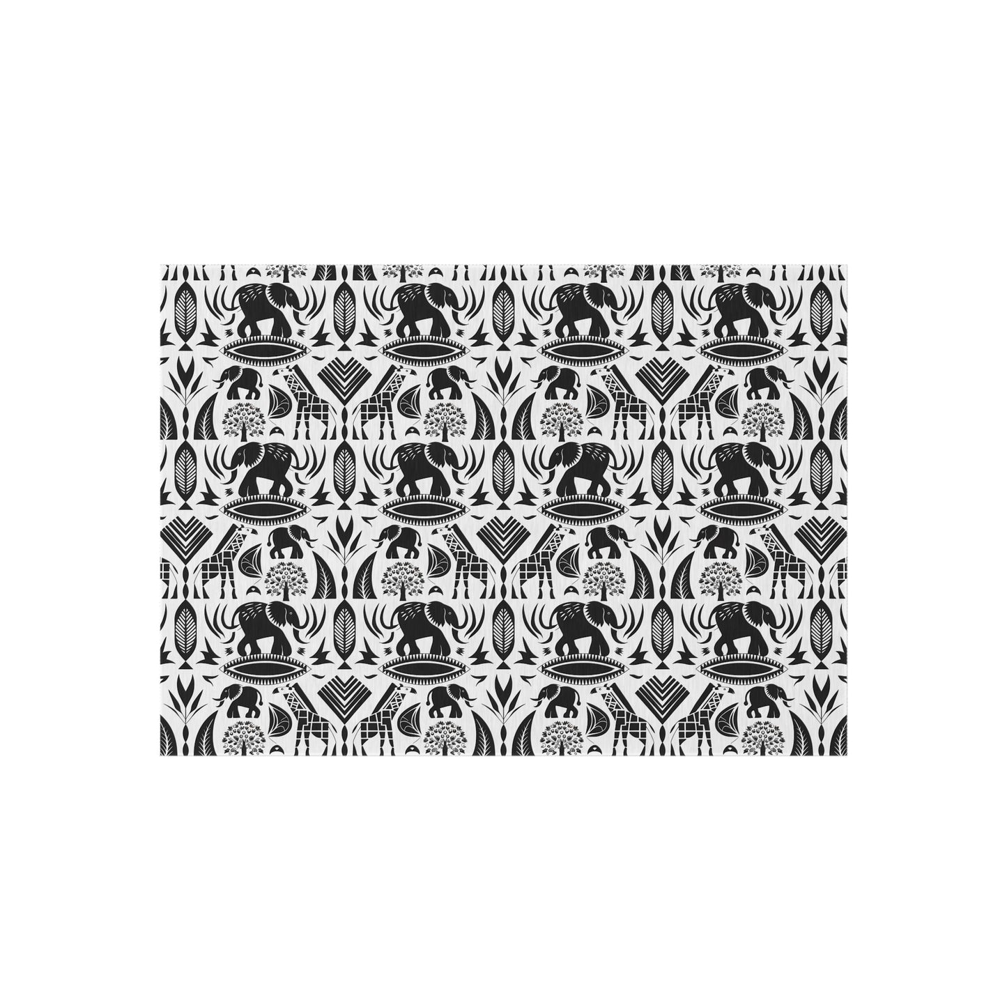 Black/White jungle Indoor/Outdoor Bohemian Rug, Stylish Patio Mat, Home Decor, Garden Area, Picnic Essentials, Unique Gift for Nature Lovers - LOLA VEGAS ART