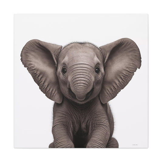 Canvas Print, Adorable Baby Elephant, Fine Art Photography Image, 1 25", Animal Lover Decor, Children's Room Wall Art, Nursery - LOLA VEGAS ART