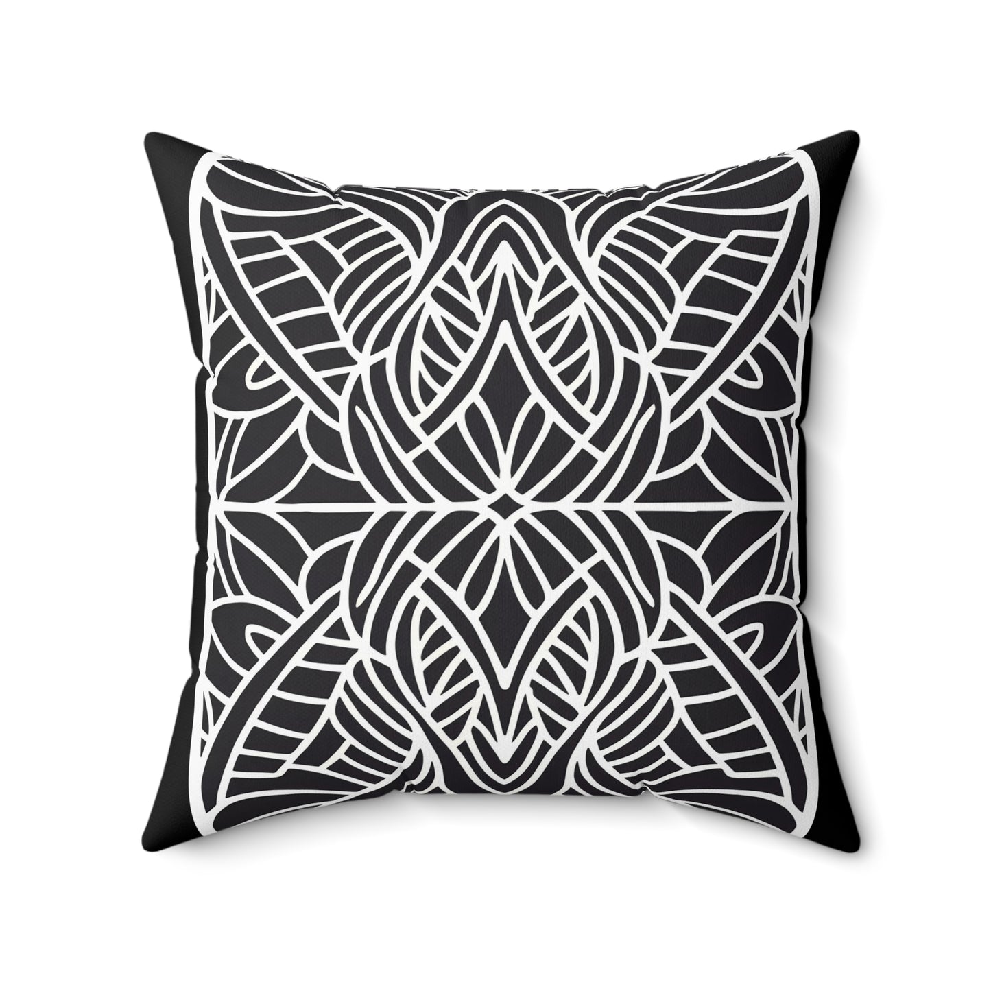 Square Pillow - Black and White Tribal Design Ethnic and Dramatic - LOLA VEGAS ART
