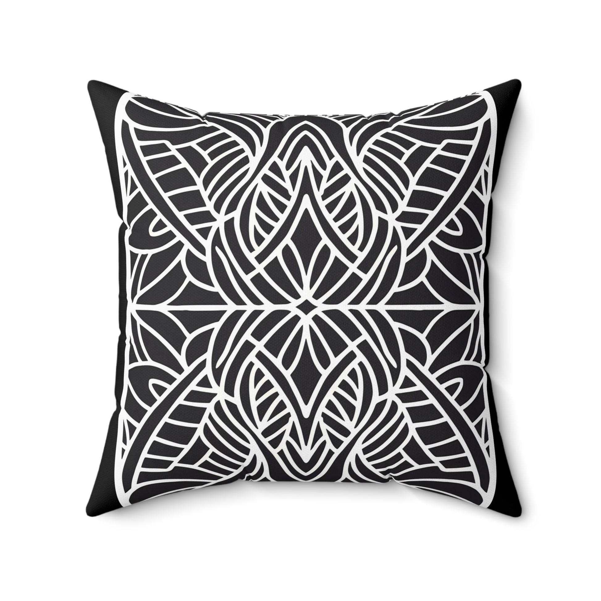 Square Pillow - Black and White Tribal Design Ethnic and Dramatic - LOLA VEGAS ART