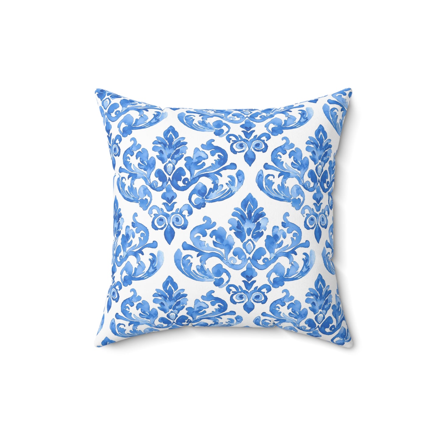 Blue Floral Damask Pillow - Cozy Home Decor, Decorative Couch Cushion, Luxurious Throw Pillow, Elegant Gift for Her, Living Room Accent - LOLA VEGAS ART