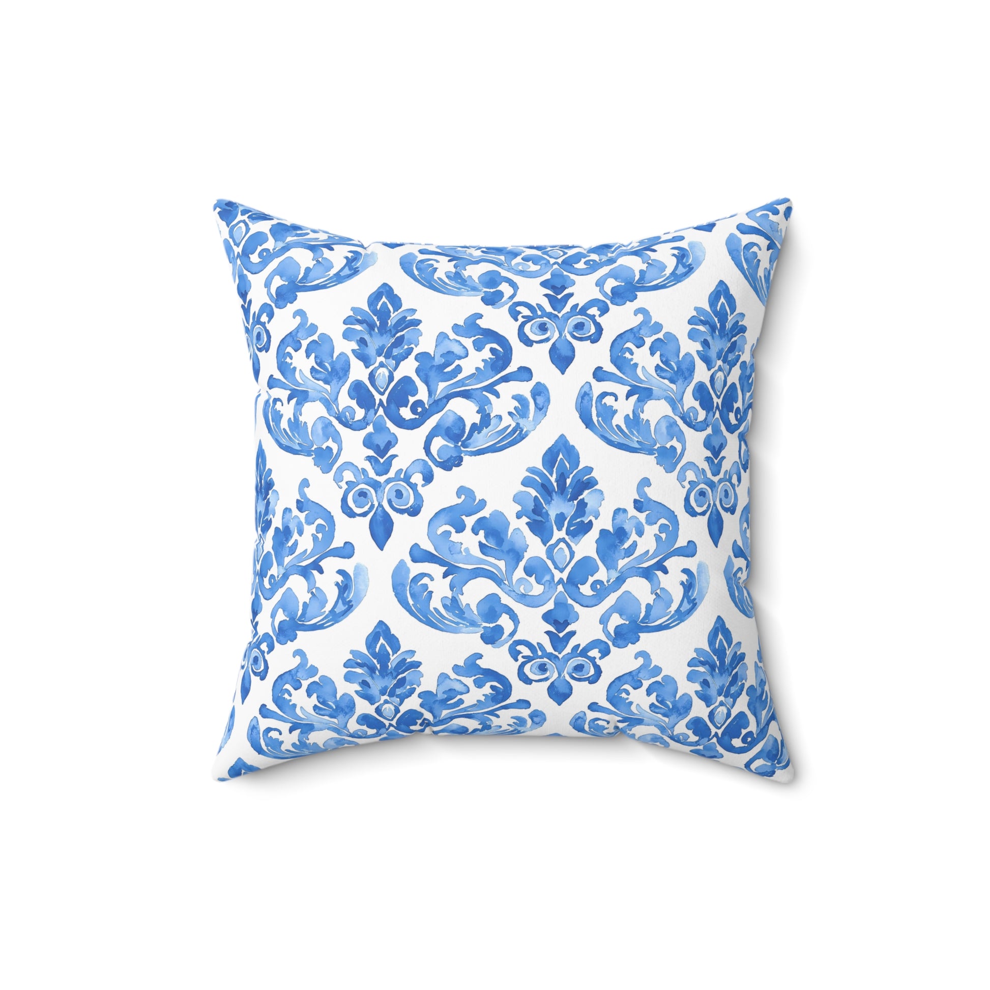 Blue Floral Damask Pillow - Cozy Home Decor, Decorative Couch Cushion, Luxurious Throw Pillow, Elegant Gift for Her, Living Room Accent - LOLA VEGAS ART