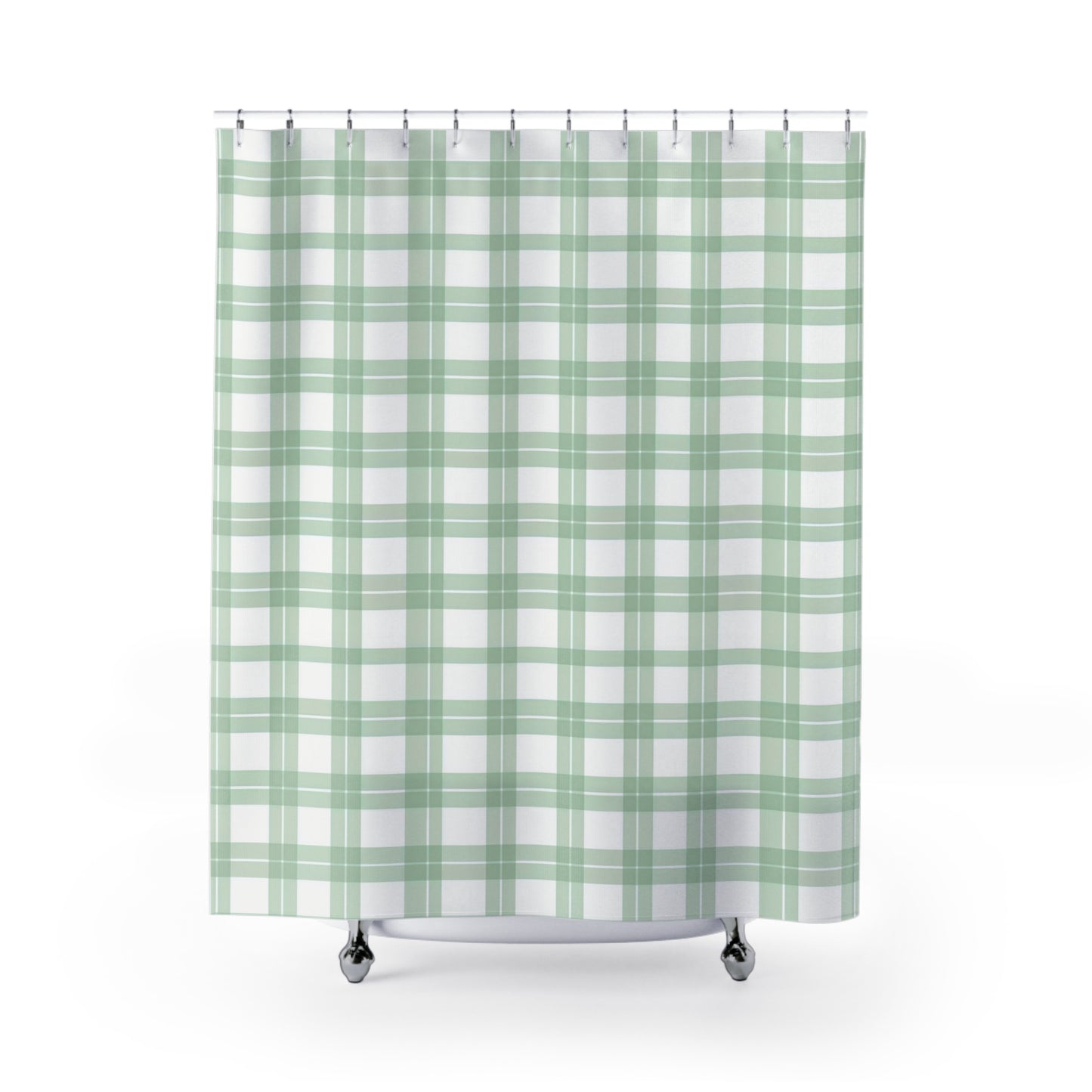 Chic Green Plaid Shower Curtain - Cozy Bathroom Decor, Farmhouse Style, Stylish Bath Accessories, Wedding Gift, Seasonal Home Update - LOLA VEGAS ART