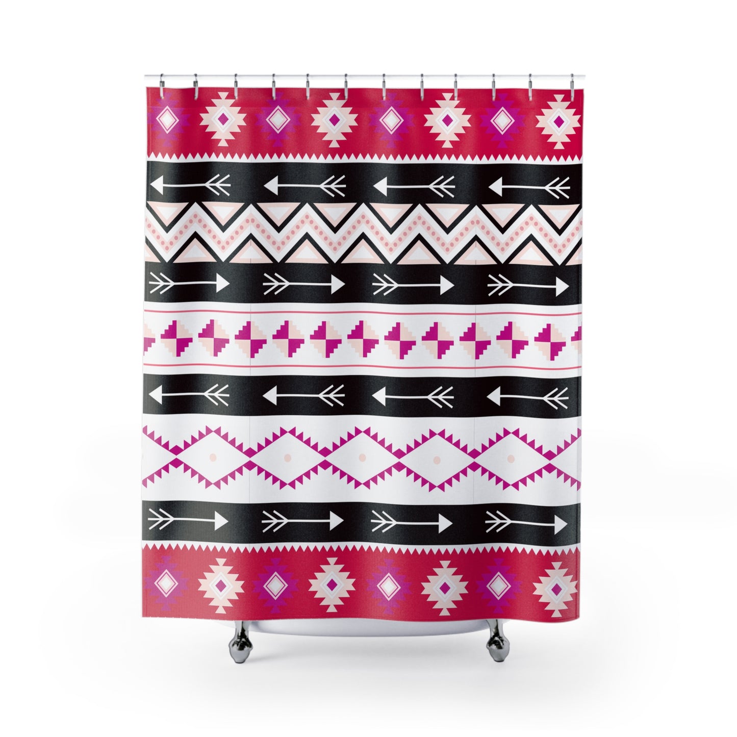 Boho Chic Shower Curtain with Arrow Pattern, Vibrant Bathroom Decor, Tribal Style Home Accessory, Perfect for Modern or Rustic Spaces,