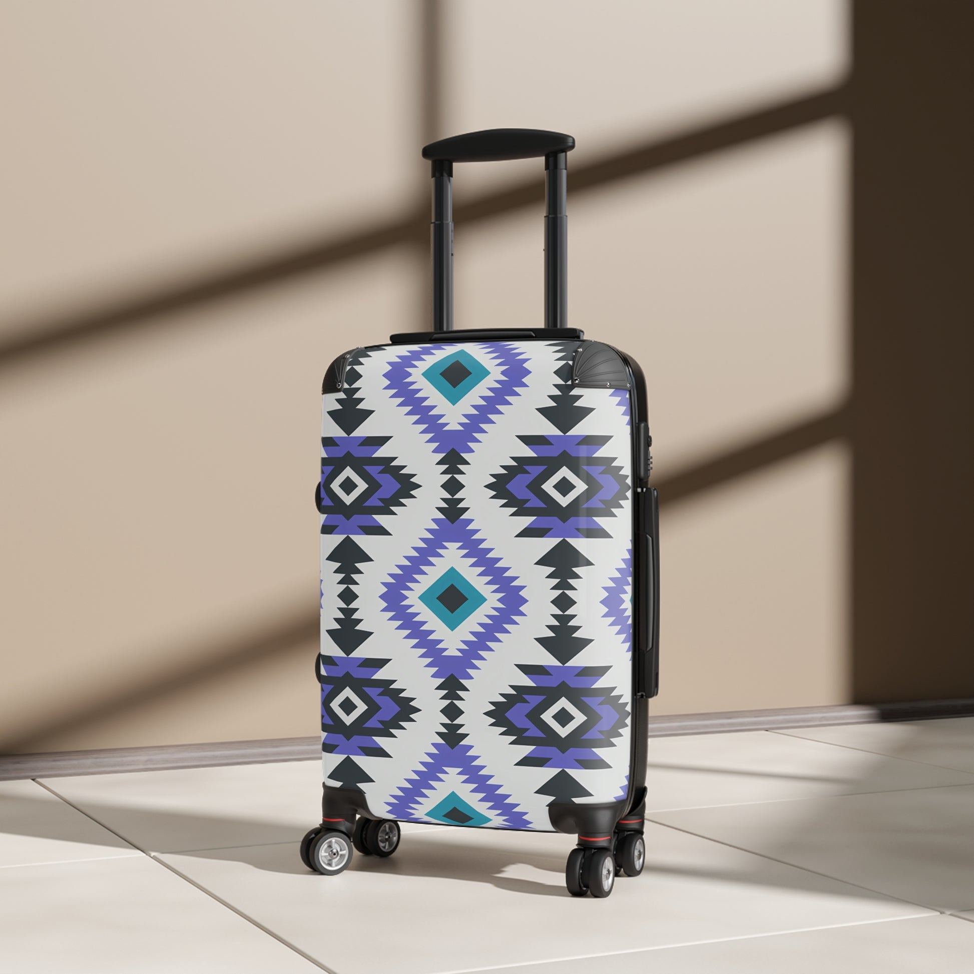 Trendy Geometric Suitcase - Stylish Luggage, Travel Bag, Vacation Essentials, Unique Design, Gift for Travelers, Southwestern Luggage - LOLA VEGAS ART