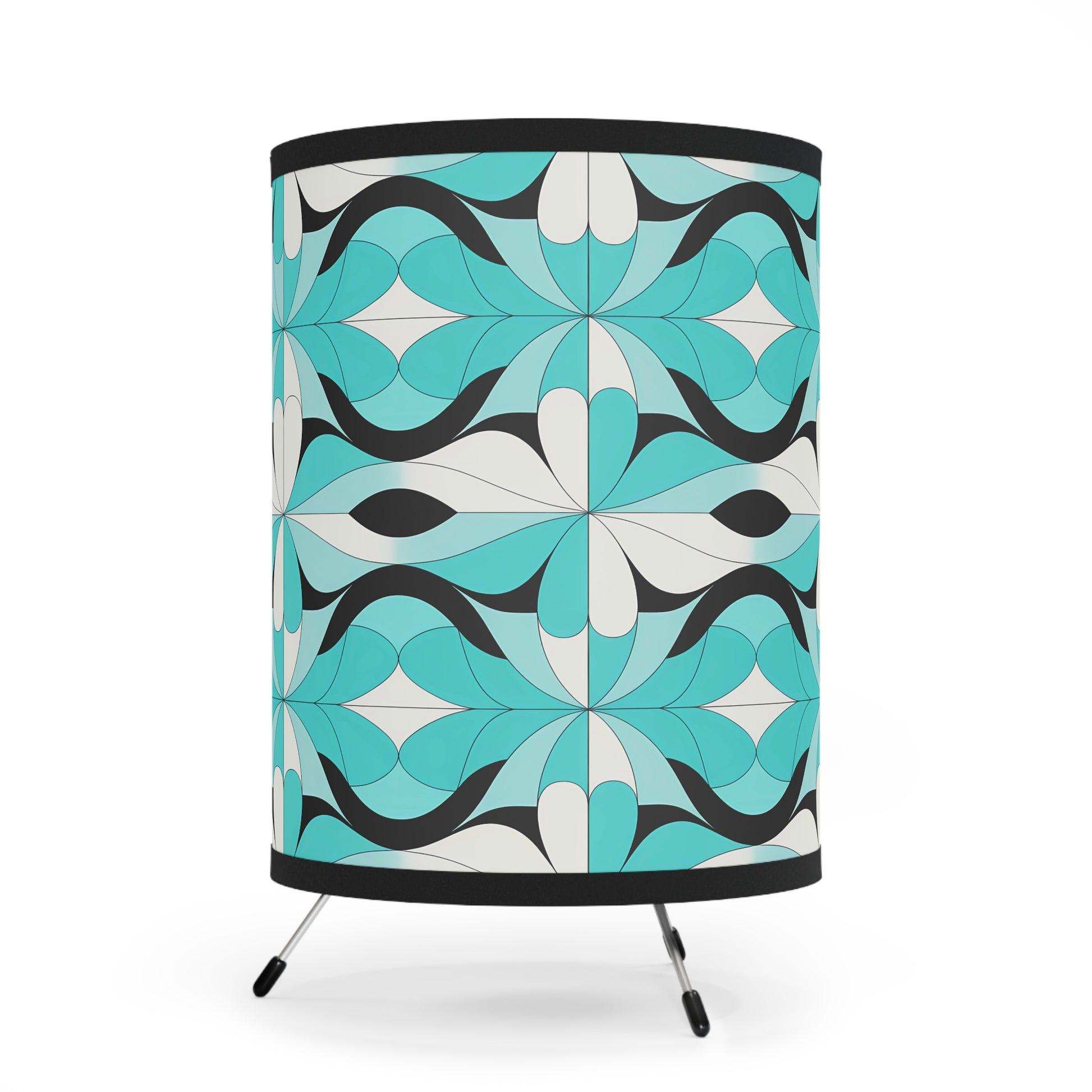 Chic Tripod Lamp with Retro Geometric Shade, Modern Home Decor, Accents for Living Room, Bedroom, Unique Gift Idea - LOLA VEGAS ART