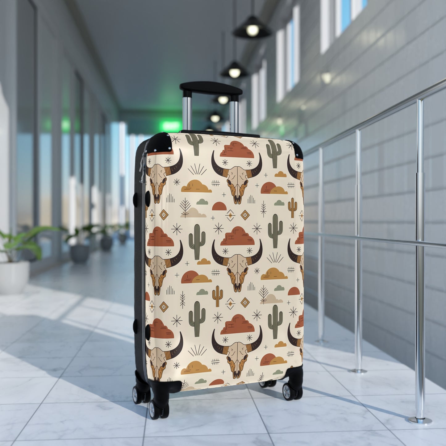 Southwest Desert Pattern Suitcase, Travel Luggage, Bohemian Style Carry-On, Unique Gift for Wanderlust, Vacation Accessory - LOLA VEGAS ART