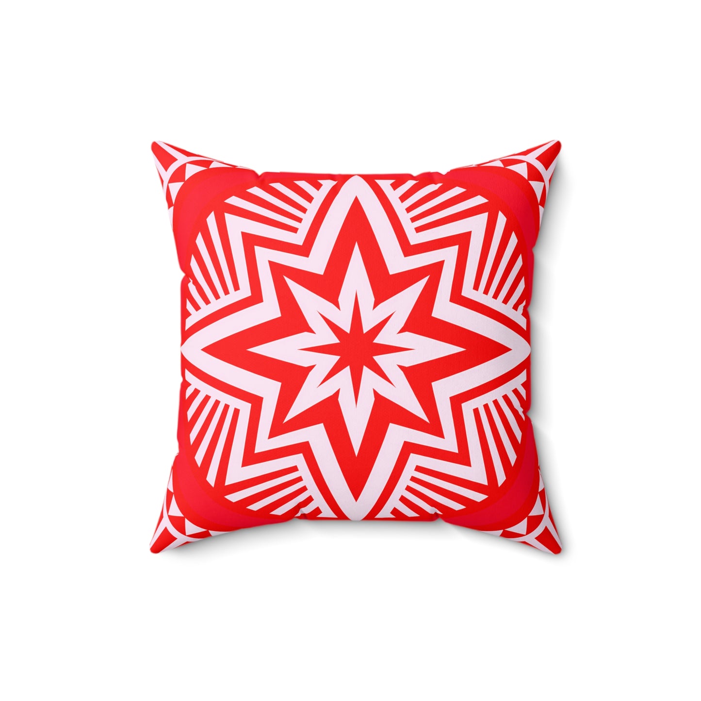 Read and White Bold Geometric Star Decorative Pillow, Modern Home Decor, Accent Cushion, Gift for Her, Festive Holiday Pillow