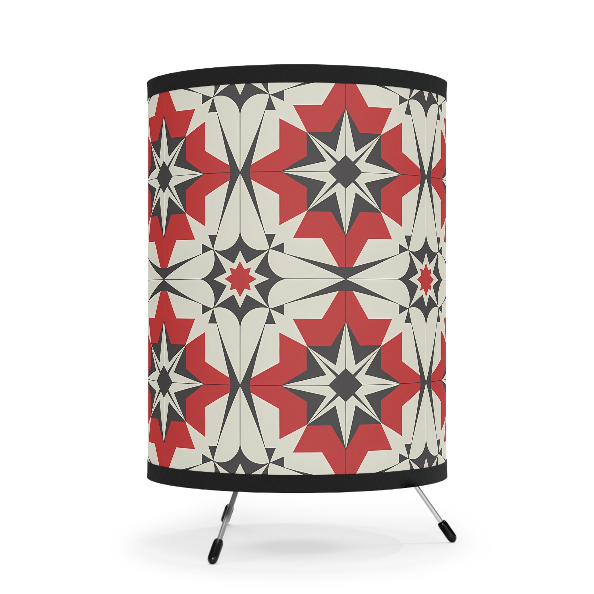 Stylish Tripod Lamp with Geometric Pattern, Modern Decor for Living Rooms, Home Lighting, Festival Gift, Bohemian Style - LOLA VEGAS ART