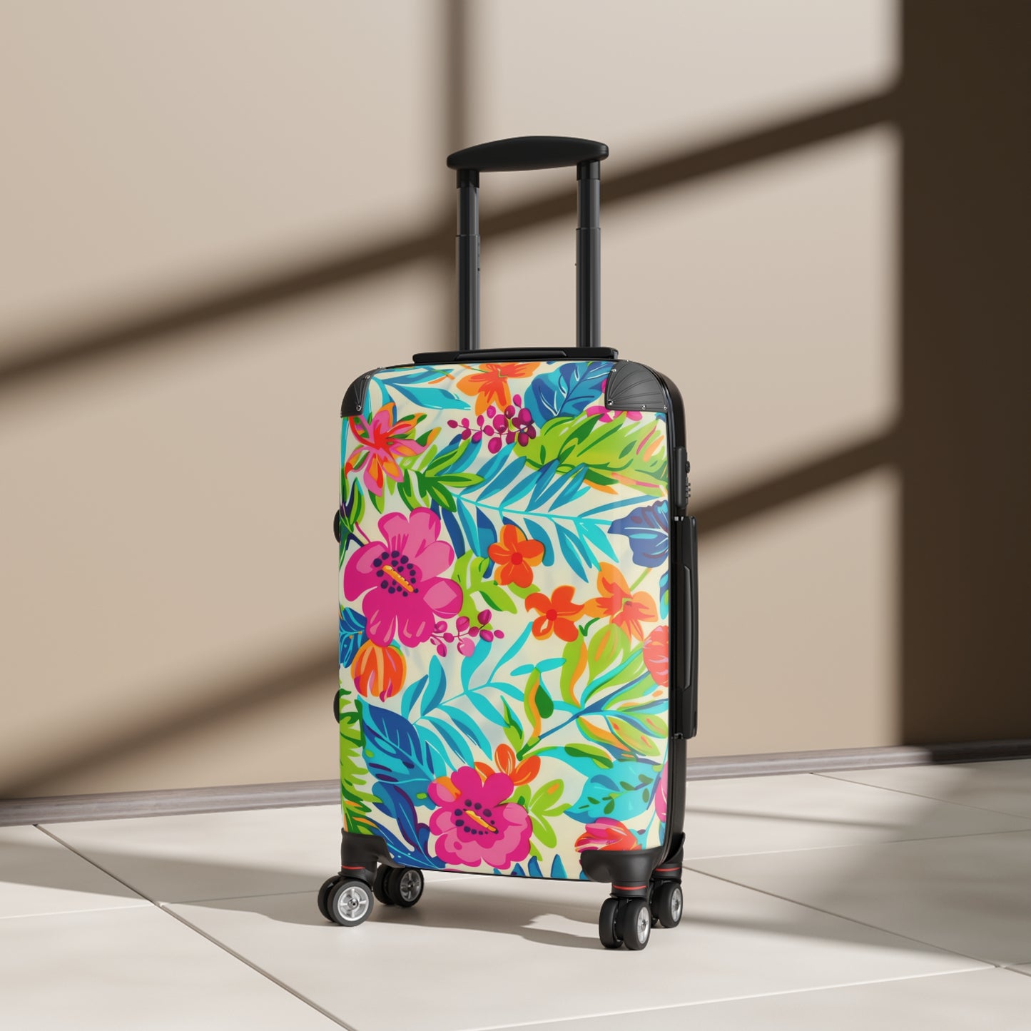 Vibrant Floral Suitcase - Travel Bag for Adventurers, Luggage for Beach Vacations, Summer Getaways, Gift for Travelers, Unique Carry-On - LOLA VEGAS ART