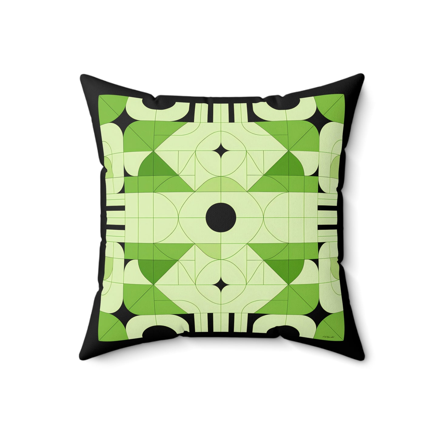 Geometric Green and Black Accent Pillow, Modern Decorative Pillow, Home Decor Gift, Unique Couch Cushion, Boho Pillow, Abstract Decor - LOLA VEGAS ART