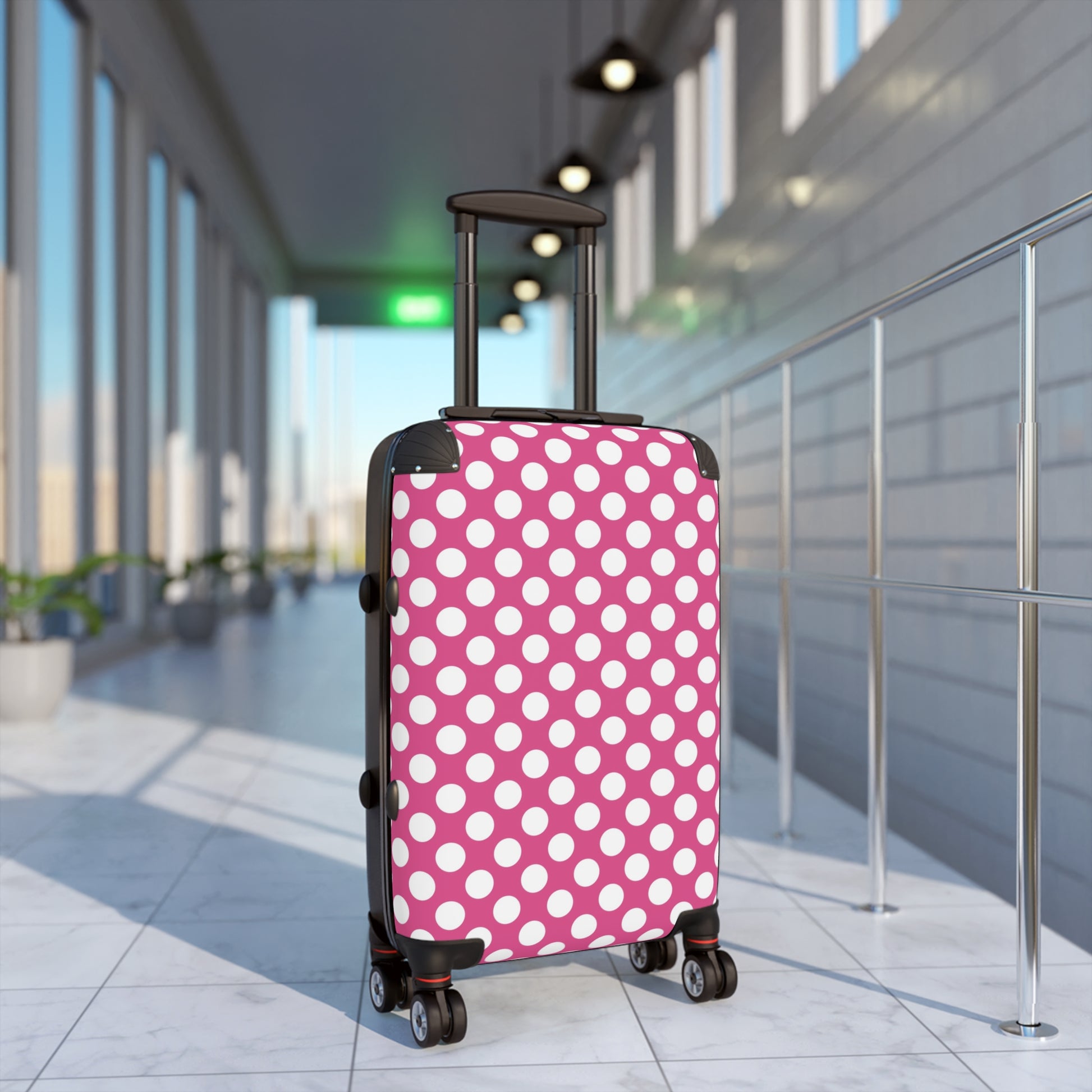 Pink Polka Dot Suitcase - Stylish Travel Luggage, Fun Pink Carry-On, Unique Gift for Travelers, Summer Vacation Must-Have, Weekend Getaway - LOLA VEGAS ART