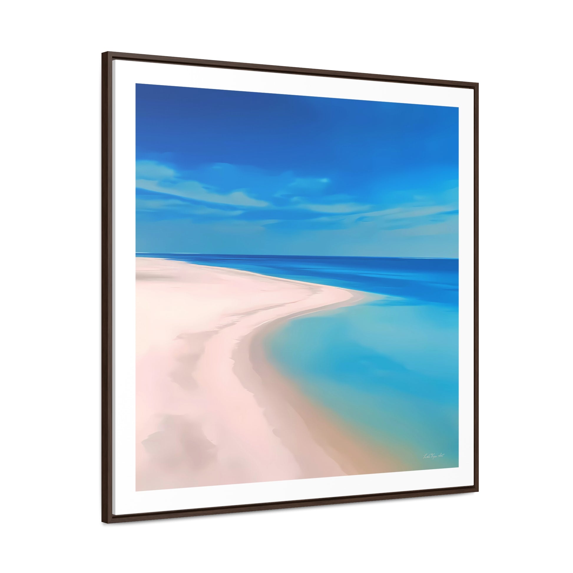 Square Frame Wall Art, Coastal Beach Decor, Gallery Canvas Wraps, Aerial Beach Scene, Serene Summer Beach Print, Ocean Wall Decor, Sandy - LOLA VEGAS ART