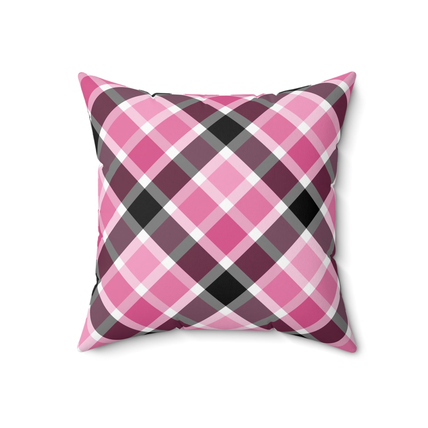 Chic Plaid Square Pillow, Cozy Home Decor, Living Room Accent, Pink Throw Pillow, Gift for Her - LOLA VEGAS ART