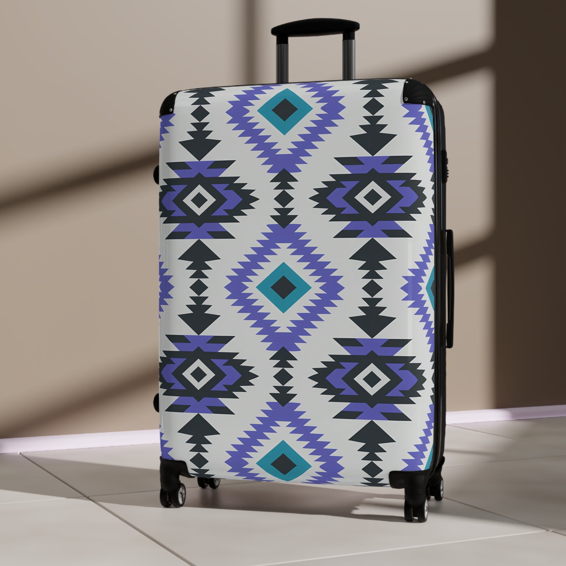 Trendy Geometric Suitcase - Stylish Luggage, Travel Bag, Vacation Essentials, Unique Design, Gift for Travelers, Southwestern Luggage - LOLA VEGAS ART