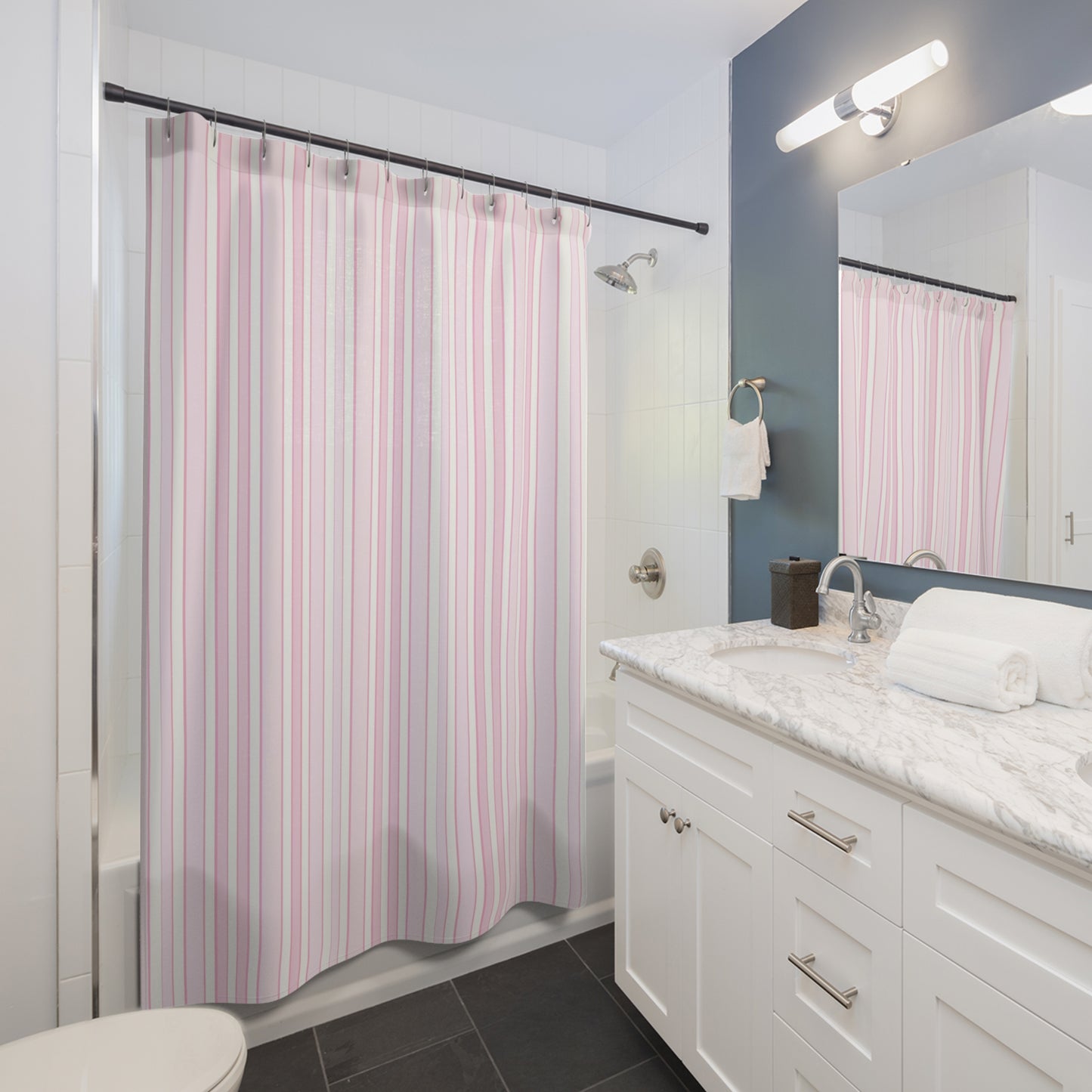 Chic Pink Striped Shower Curtain, Modern Bathroom Decor, Elegant Home Accessories, Gift for Newlyweds, Bathroom Makeover