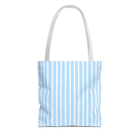 Chic Blue Striped Tote Bag, Casual Shopping Bag, Beach Tote, Eco-Friendly Handbag, Summer Style Accessory, Travel Essentials - LOLA VEGAS ART