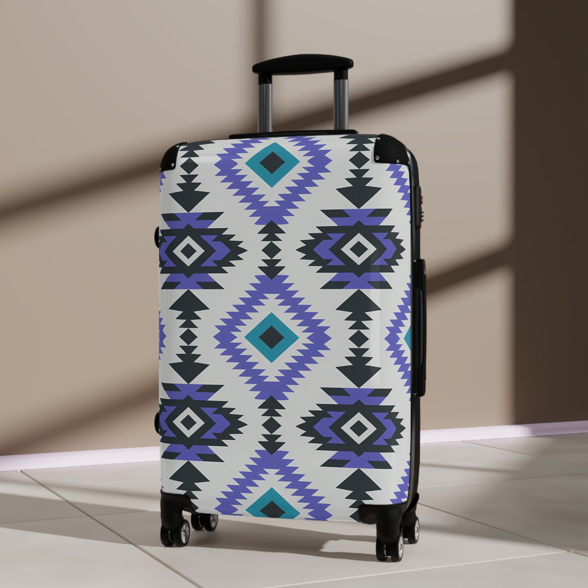 Trendy Geometric Suitcase - Stylish Luggage, Travel Bag, Vacation Essentials, Unique Design, Gift for Travelers, Southwestern Luggage - LOLA VEGAS ART