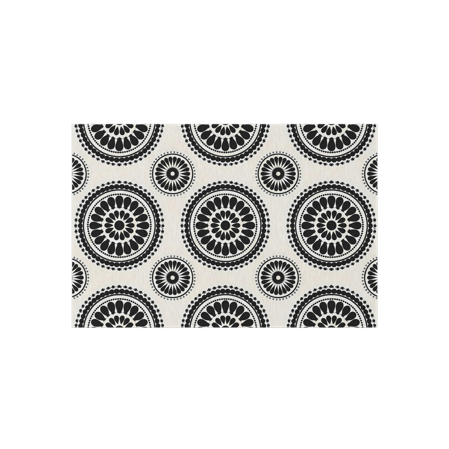 Black and White Stylish Outdoor Rug for Patios, Decks, and Gardens - Boho Chic Floor Mat for Entertaining, Home Decor, Picnic, Camping