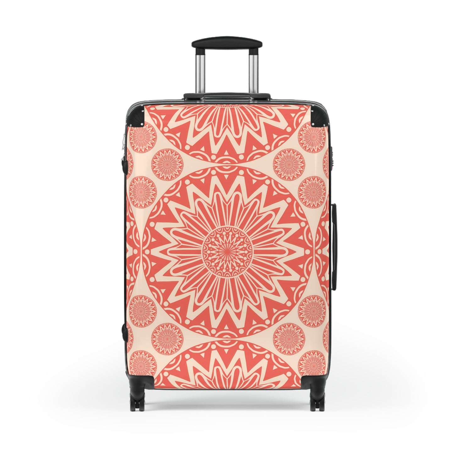 Orange Bohemian Mandala Suitcase: Stylish Travel Luggage, Personalized Bag, Perfect for Vacations, Gifts, Travel Enthusiasts