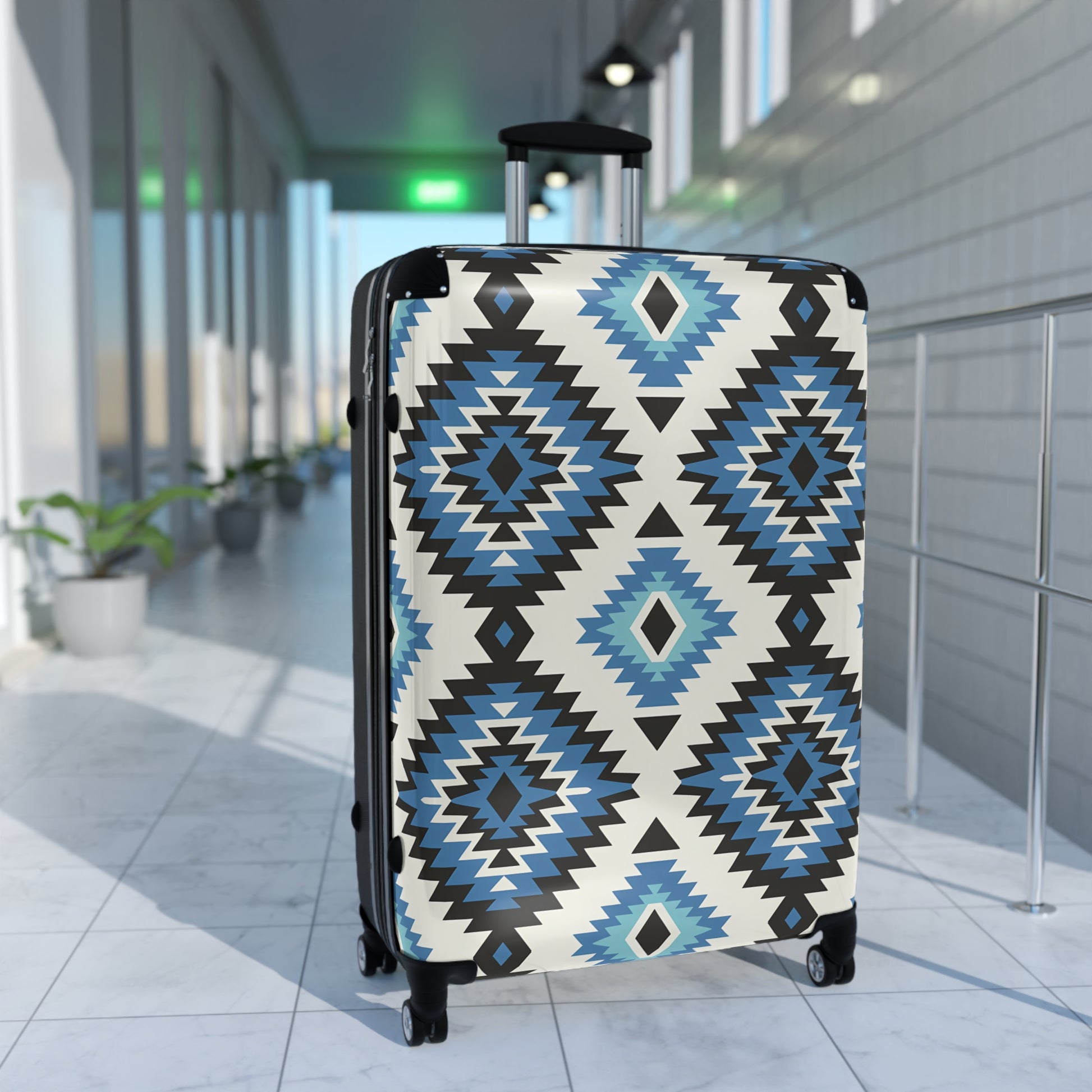 Trendy Suitcase with Geometric Design, Luggage for Travelers, Stylish Carry-On for Vacations, Unique Travel Gift, Adventure Ready - LOLA VEGAS ART