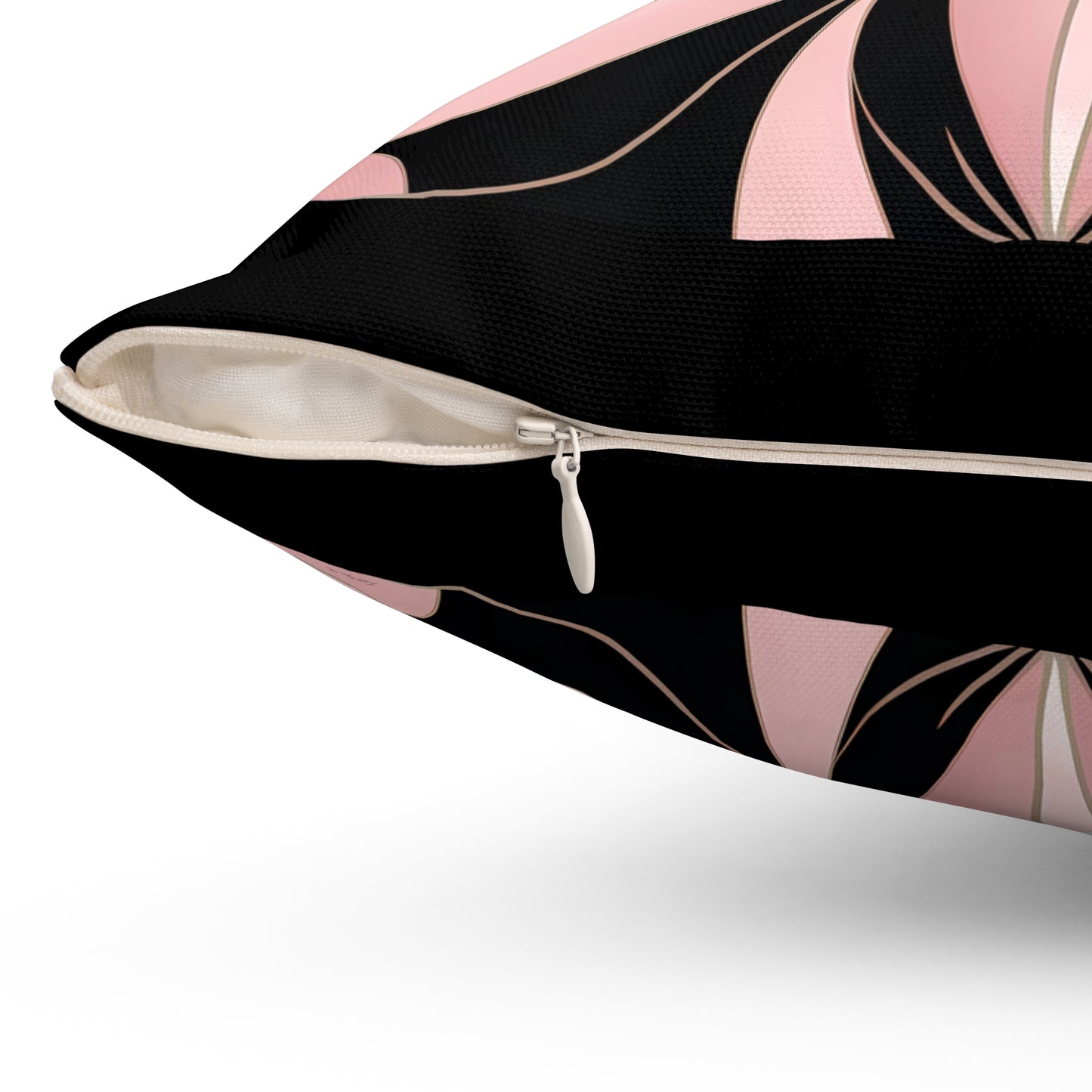 Art Deco Flower Square Pillow, Hollywood Regency Home Decor, Art Nouveau Style, Pink and Black Pillow, Throw Pillow - LOLA VEGAS ART