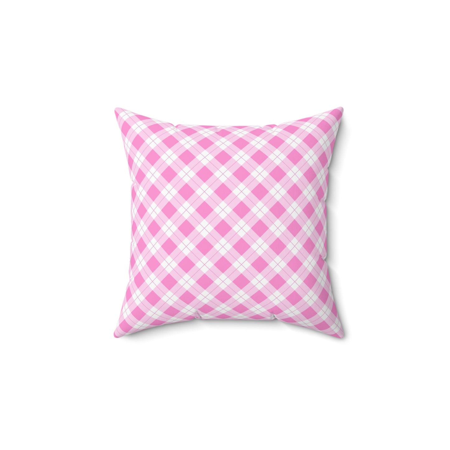 Pink Plaid Decorative Pillow, Cozy Home Accent, Cute Gift for Her, Farmhouse Decor, Living Room Throw Pillow - LOLA VEGAS ART