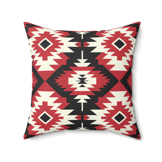 Tribal Pattern Square Pillow, Boho Decor, Rustic Home Accent, Gift for Her, Living Room Cushion, Aztec Design Throw Pillow - LOLA VEGAS ART