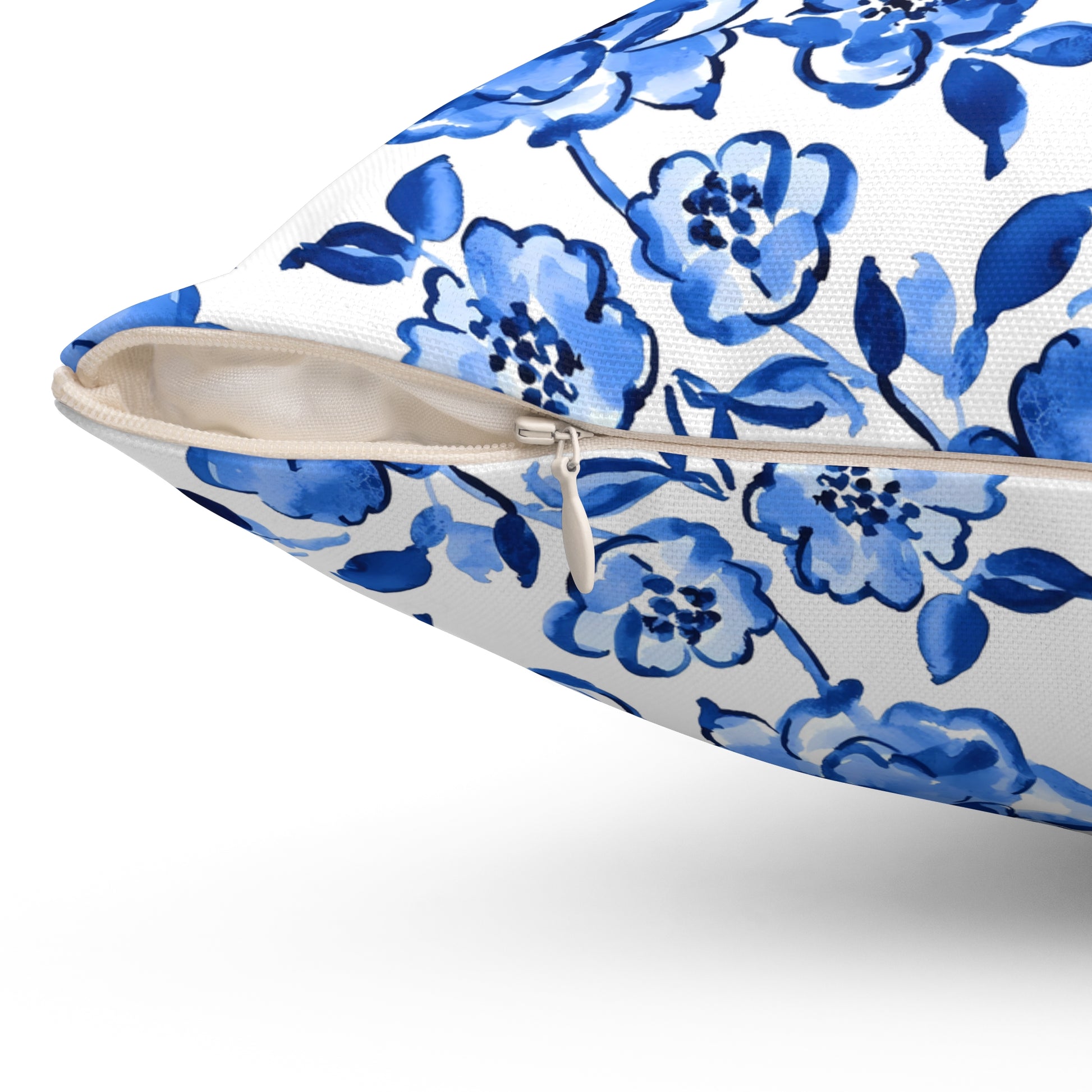 Floral Blue Throw Pillow, Cozy Decor, Home Accent, Gift Idea, Couch Cushion, Living Room Decor, Mother's Day Gift, Chinoiserie Design - LOLA VEGAS ART