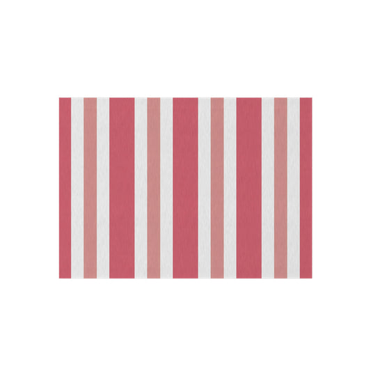 Light Pink Medium Pink White Striped Outdoor/Indoor Rug | Patio Mat