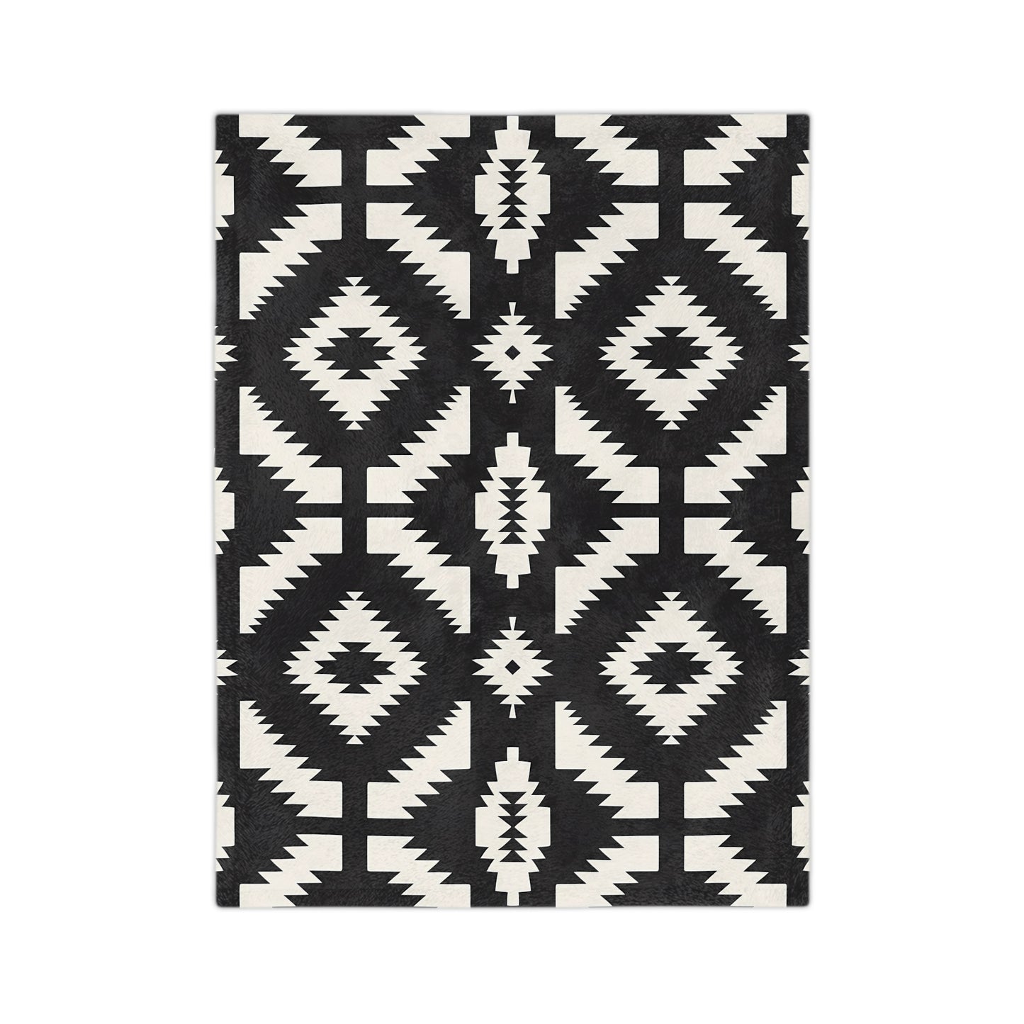 Geometric Pattern Velveteen Blanket, Cozy Microfiber Throw, Modern Home Decor, Rustic Couch Comfort, Black and White Warmth - LOLA VEGAS ART
