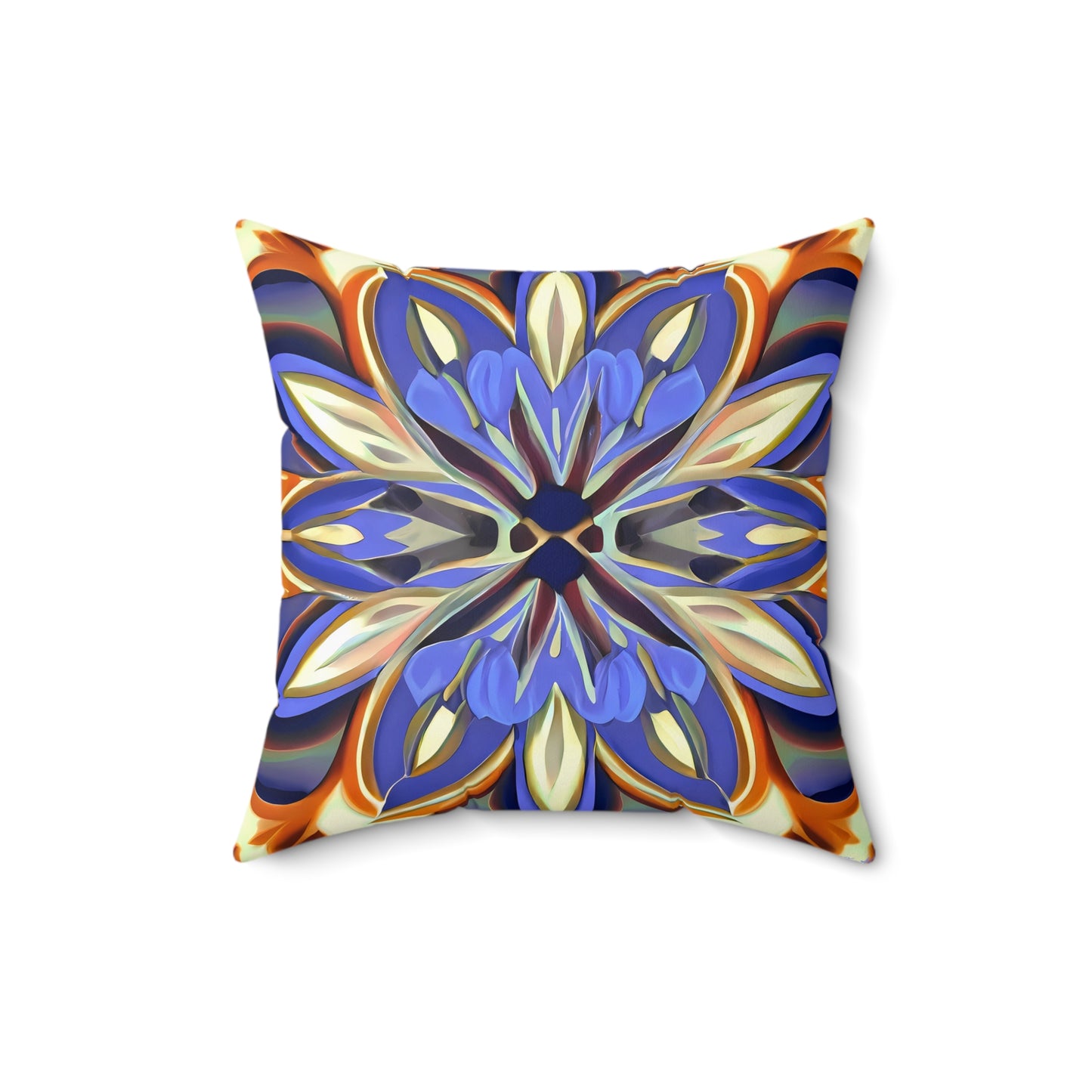 Boho Flower Square Pillow, Iris Purple Brown Cream, Unique Home Decor, Spun Polyester Cushion, Floral Accent Pillow, Floral Home Decor - LOLA VEGAS ART