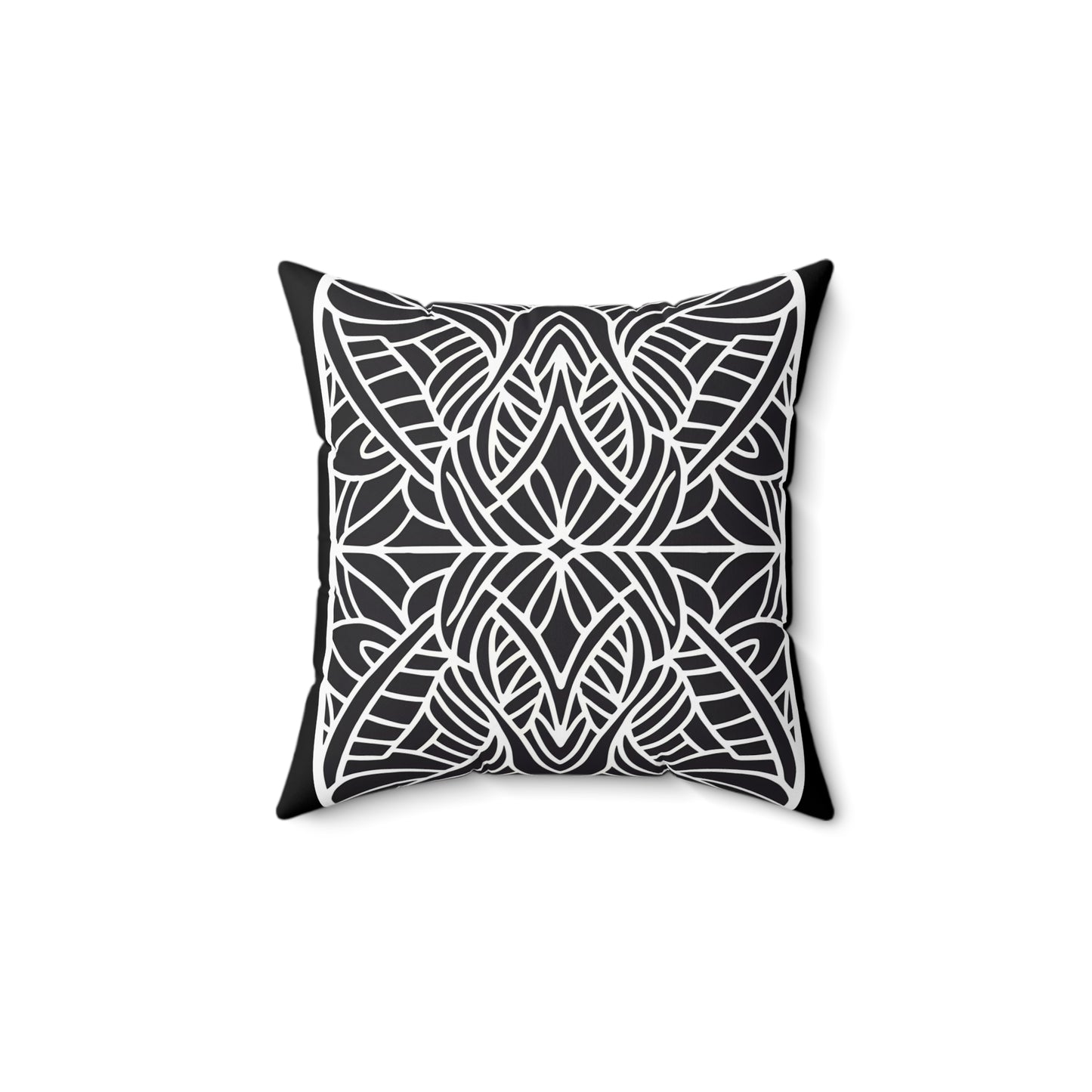 Square Pillow - Black and White Tribal Design Ethnic and Dramatic - LOLA VEGAS ART