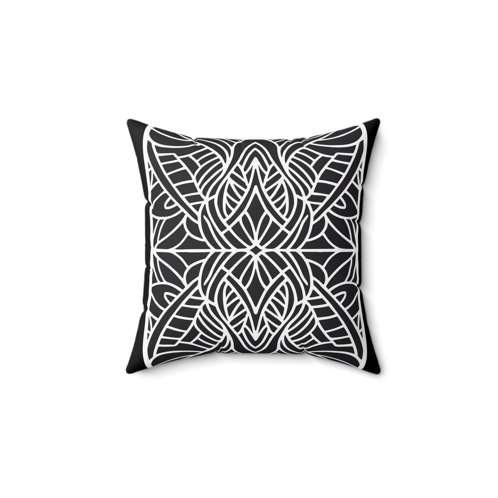 Square Pillow - Black and White Tribal Design Ethnic and Dramatic - LOLA VEGAS ART