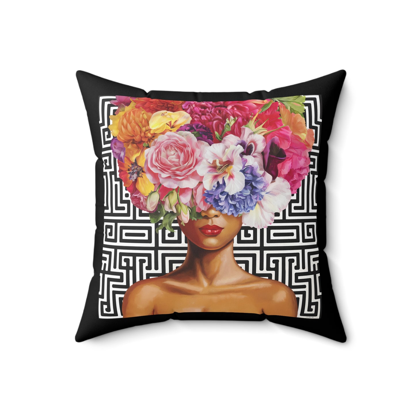 Floral Beauty Square Pillow, Decorative Pillow, Home Decor Accent, Gift for Her, Floral Art, Living Room Cushion, Boho Pillow - LOLA VEGAS ART