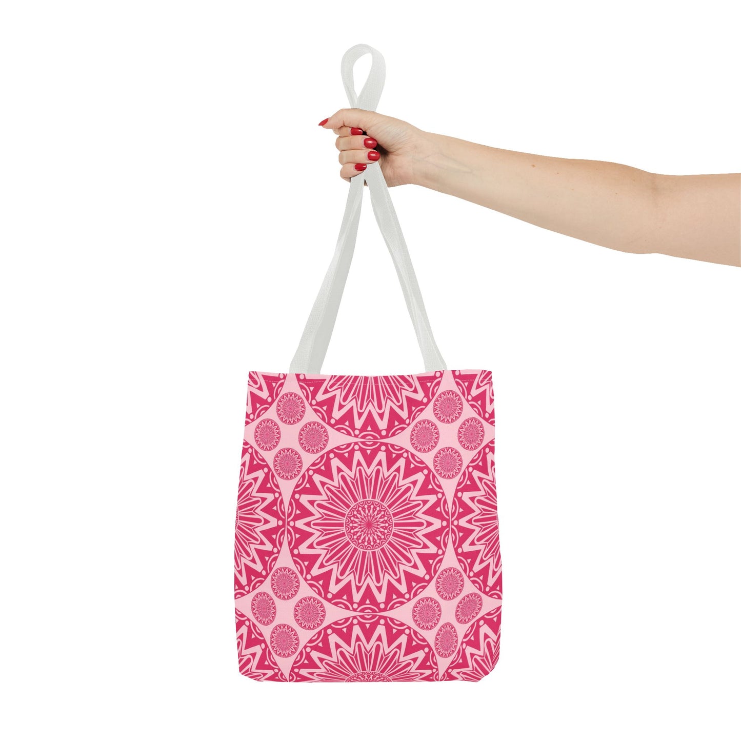 Bohemian Floral Tote Bag, Pink Mandala Shopper, Ec -Friendly Beach Tote, Gift for Her, Travel and Grocery Bag, Hippie Bag - LOLA VEGAS ART