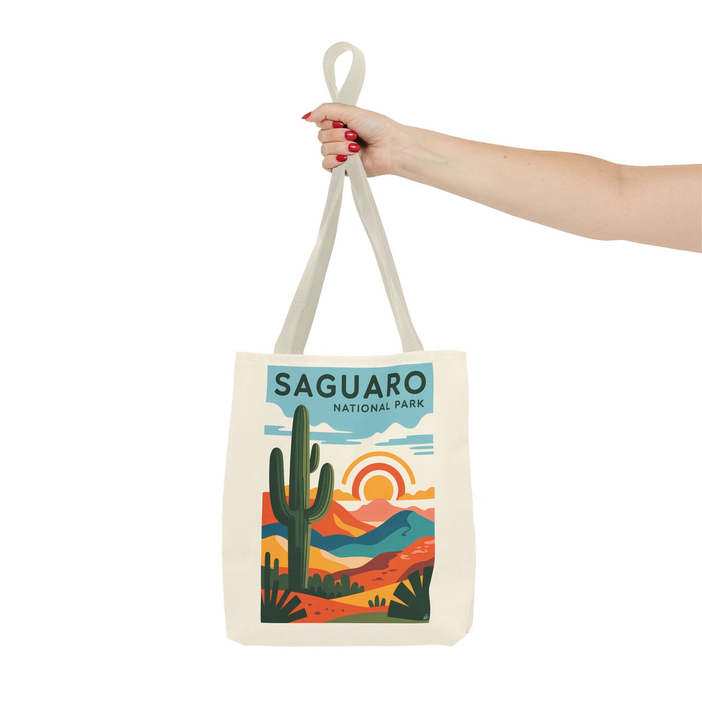 Saguaro National Park Tote Bag, Eco-Friendly Shopping Bag, Cactus Design, Nature Lover Gift, Hiking Bag, Travel Accessory - LOLA VEGAS ART