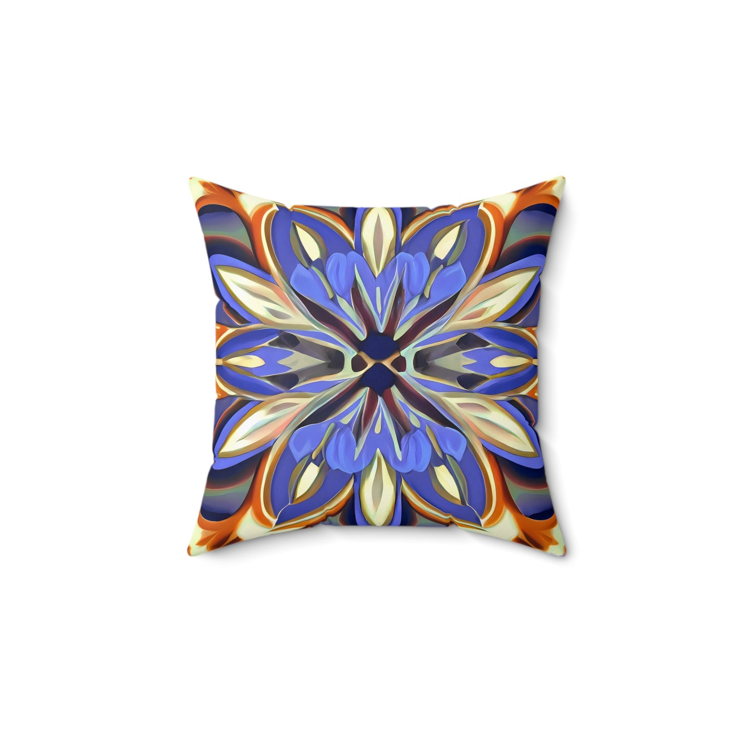 Boho Flower Square Pillow, Iris Purple Brown Cream, Unique Home Decor, Spun Polyester Cushion, Floral Accent Pillow, Floral Home Decor - LOLA VEGAS ART