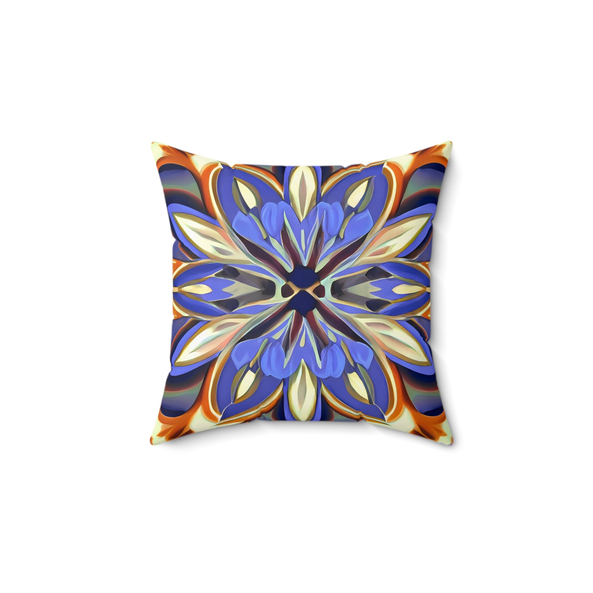 Boho Flower Square Pillow, Iris Purple Brown Cream, Unique Home Decor, Spun Polyester Cushion, Floral Accent Pillow, Floral Home Decor - LOLA VEGAS ART