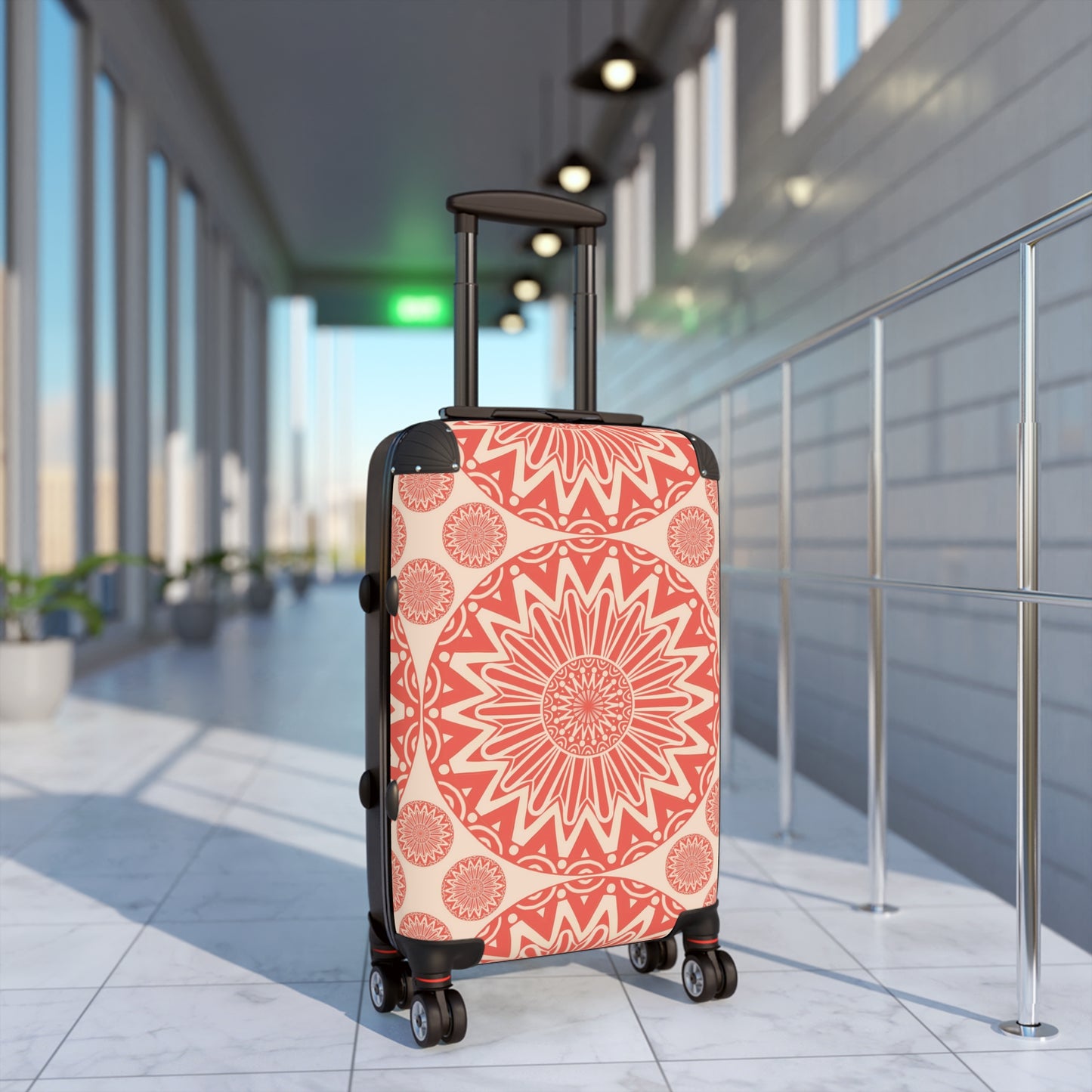 Orange Bohemian Mandala Suitcase: Stylish Travel Luggage, Personalized Bag, Perfect for Vacations, Gifts, Travel Enthusiasts